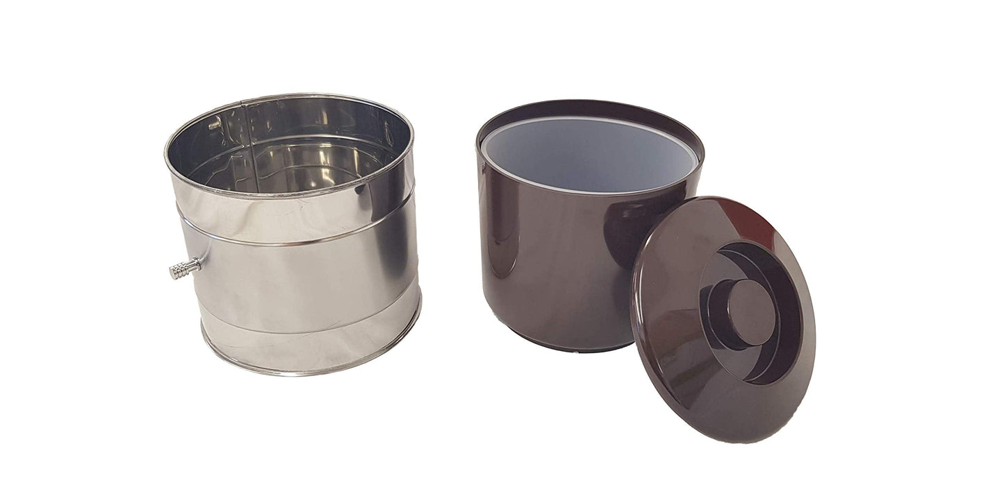 6 Pint Chabrias Ltd Round Insulated Ice Bucket Stainless Steel, Brown - Premium Home from Chabrias Ltd - Just £18.48! Shop now at Chabrias Ltd