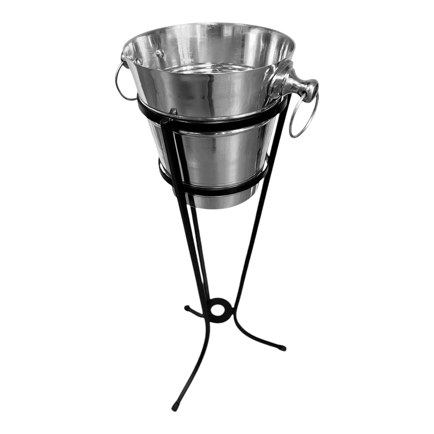 Premium Stainless Steel Wine & Champagne Ice Bucket with Wrought Iron Stand - Premium Home from Chabrias Ltd - Just £42.74! Shop now at Chabrias Ltd