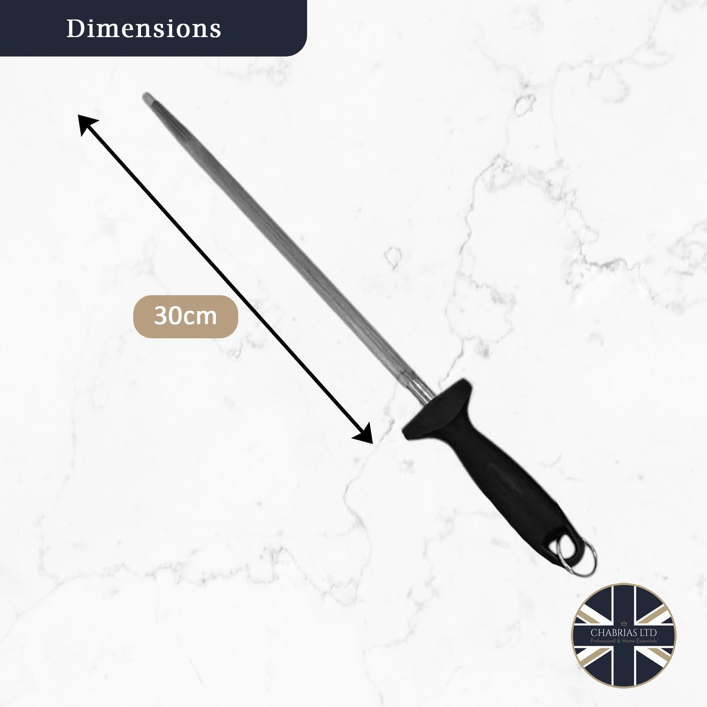 Chabrias Ltd Professional Sharpening Steel, 12" (300mm) - Premium Carbon Steel Honing Rod with Ergonomic Non-Slip Handle Knife Sharpener - Premium Kitchen from Chabrias Ltd - Just £9.49! Shop now at Chabrias Ltd