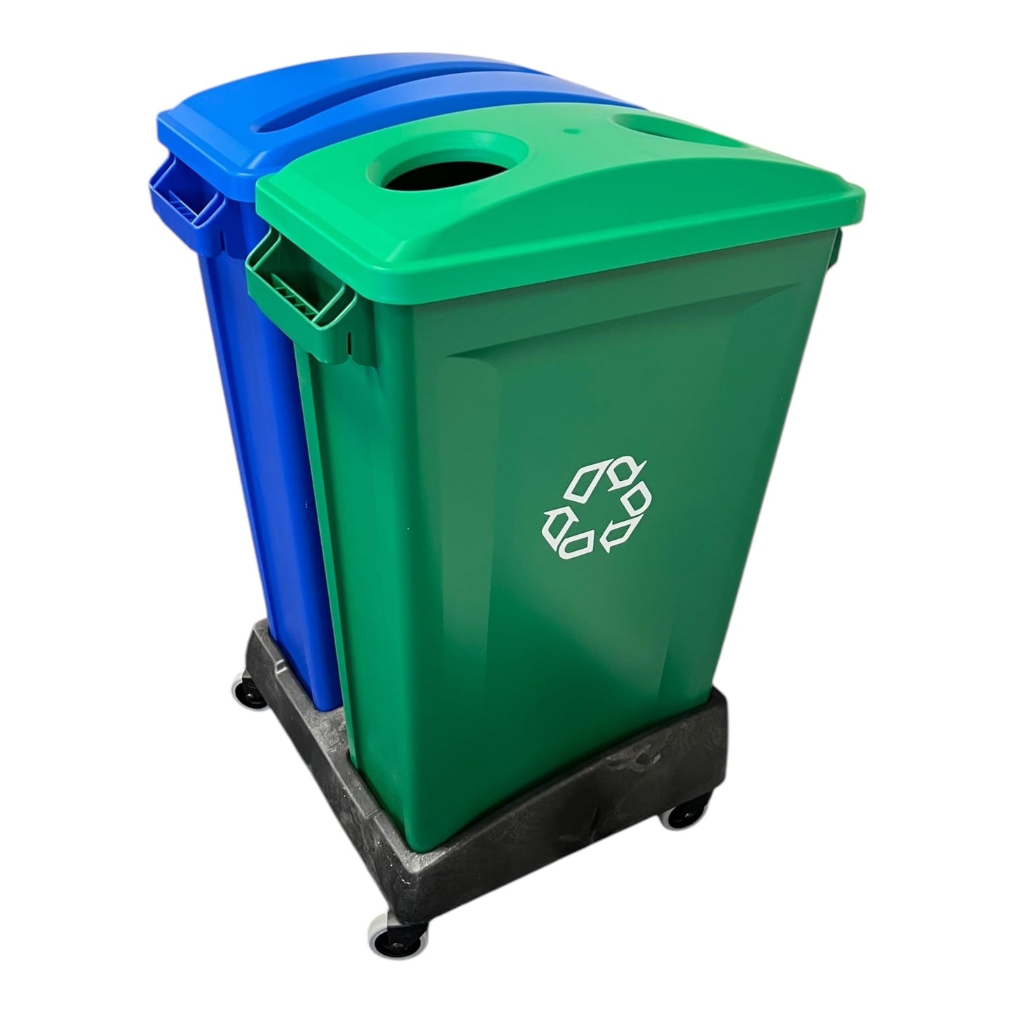 87 Litre Slim Bin With Double Dolly, Blue & Green Recycling - Premium Bins from Chabrias Ltd - Just £189.99! Shop now at Chabrias Ltd