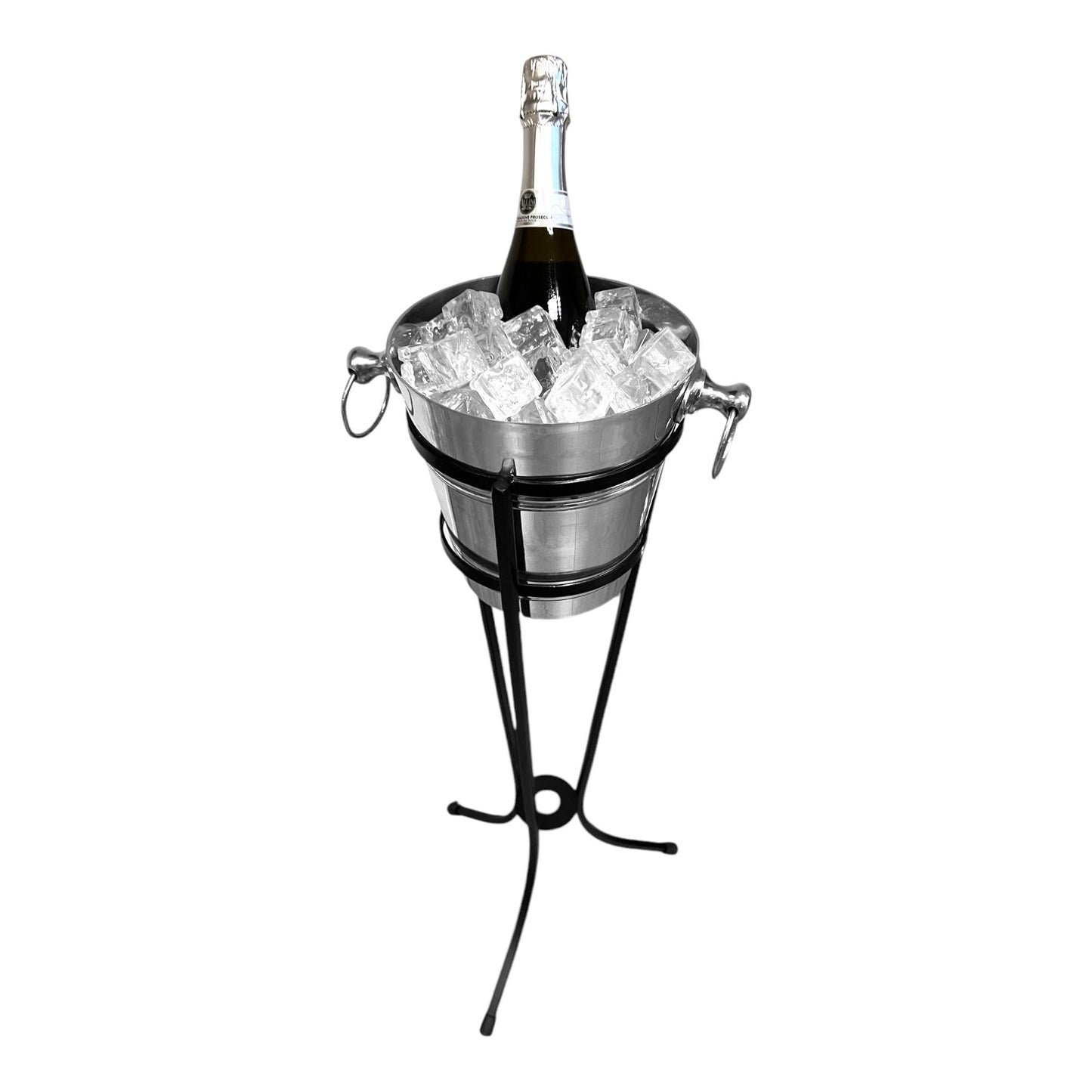 Premium Stainless Steel Wine & Champagne Ice Bucket with Wrought Iron Stand - Premium Home from Chabrias Ltd - Just £42.74! Shop now at Chabrias Ltd