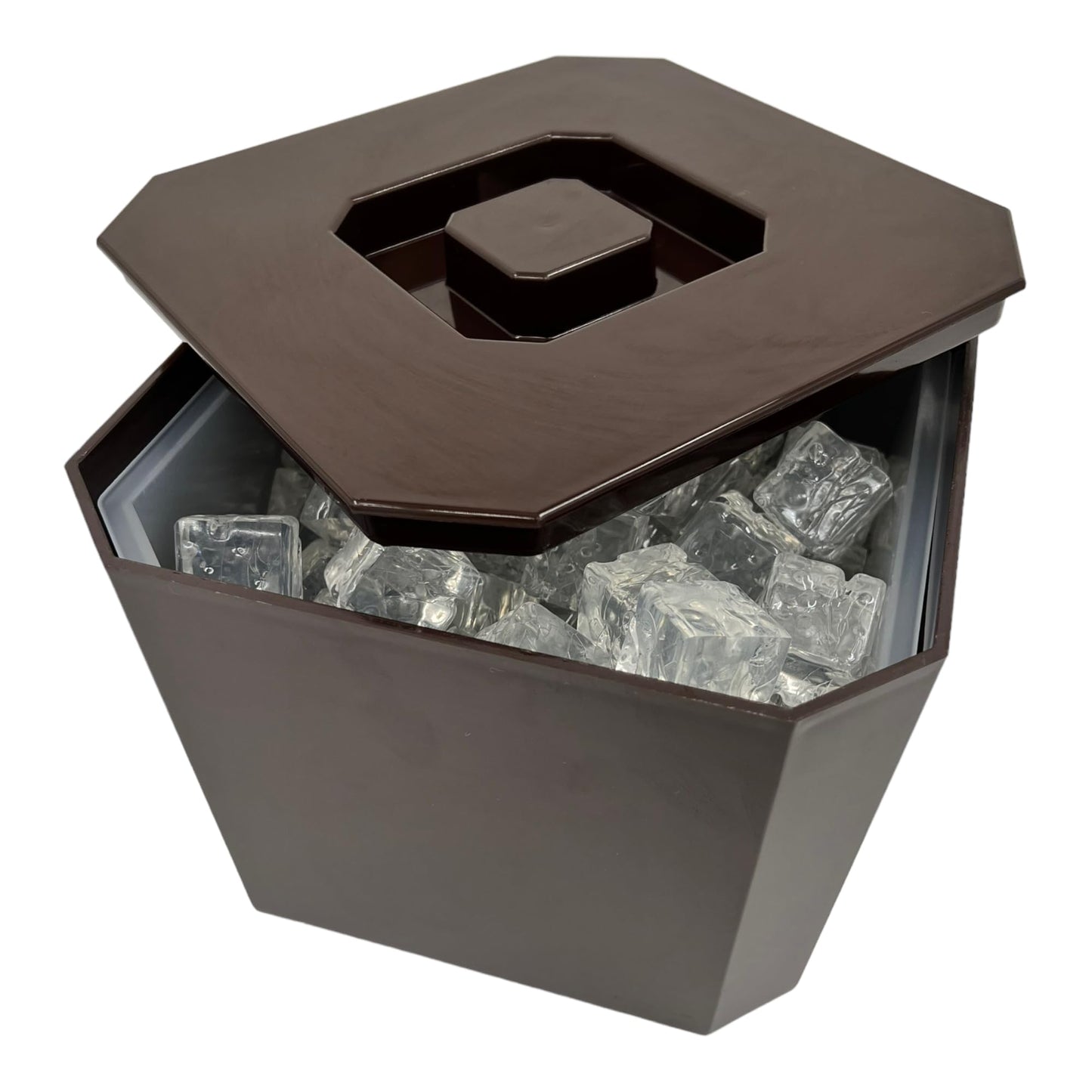 6 Litre Octagonal & Double Walled Insulation Ice Bucket with Lid Brown - Premium Kitchen from Chabrias Ltd - Just £14.20! Shop now at Chabrias Ltd