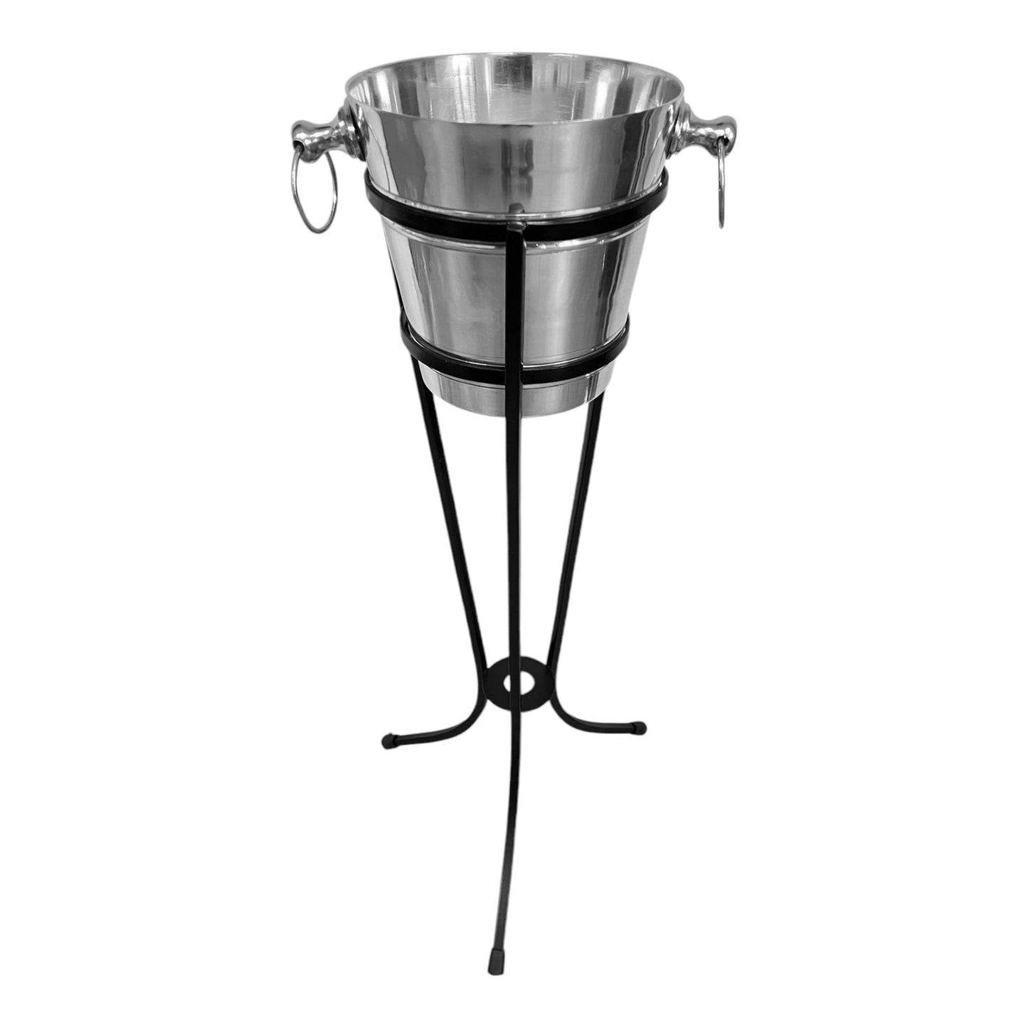 Premium Stainless Steel Wine & Champagne Ice Bucket with Wrought Iron Stand - Premium Home from Chabrias Ltd - Just £42.74! Shop now at Chabrias Ltd