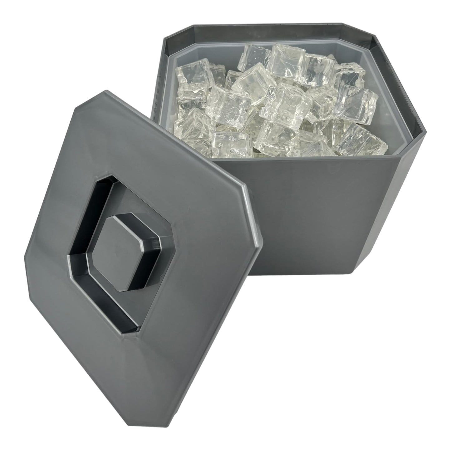 6 Litre Octagonal & Double Walled Insulation Ice Bucket With Lid Silver - Premium Kitchen from Chabrias Ltd - Just £14.20! Shop now at Chabrias Ltd