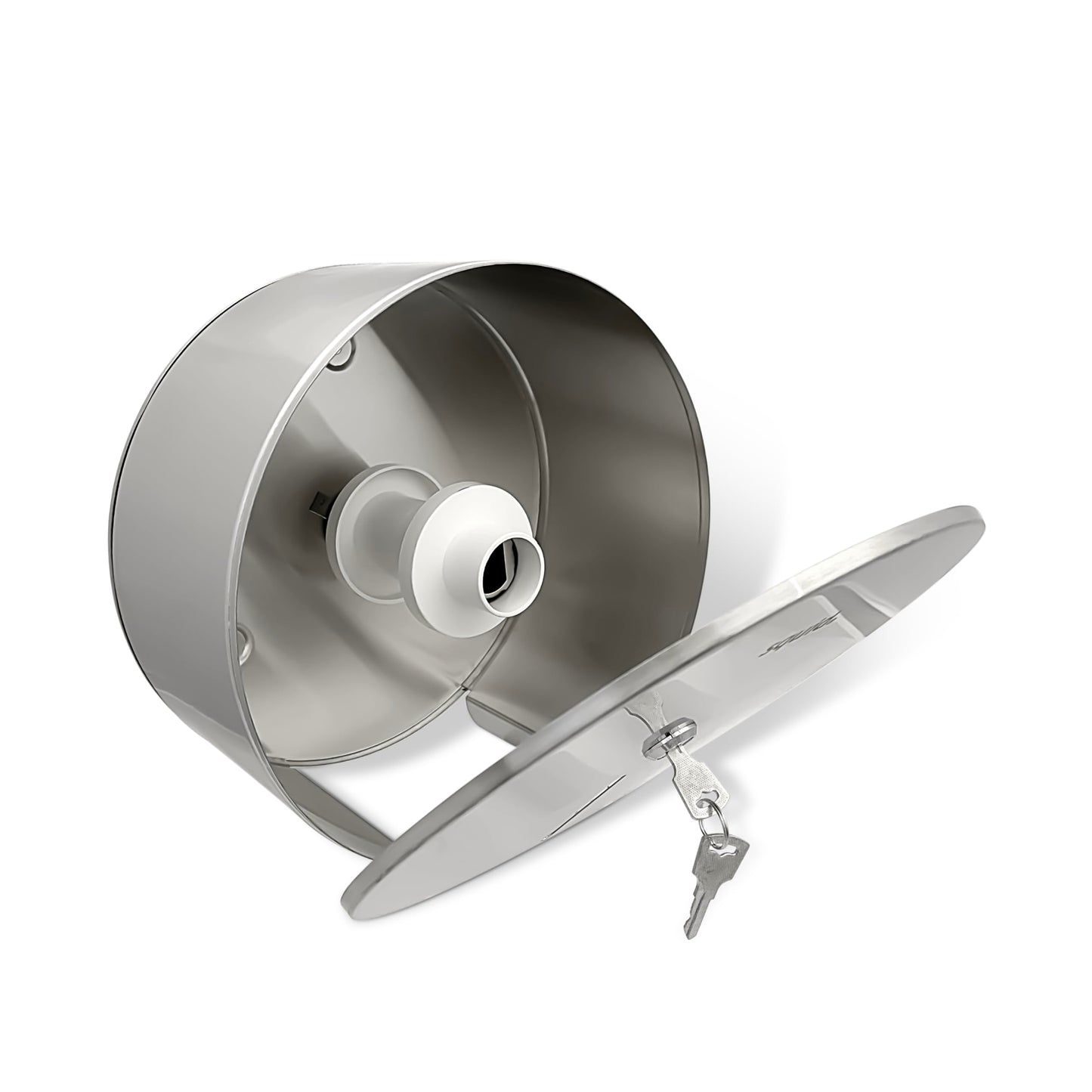 METAL Satin Silver Finish Quality Mini Jumbo 10" Toilet Roll Brushed Lockable Dispenser - Premium Home from easy HYGIENE - Just £26.59! Shop now at Chabrias Ltd