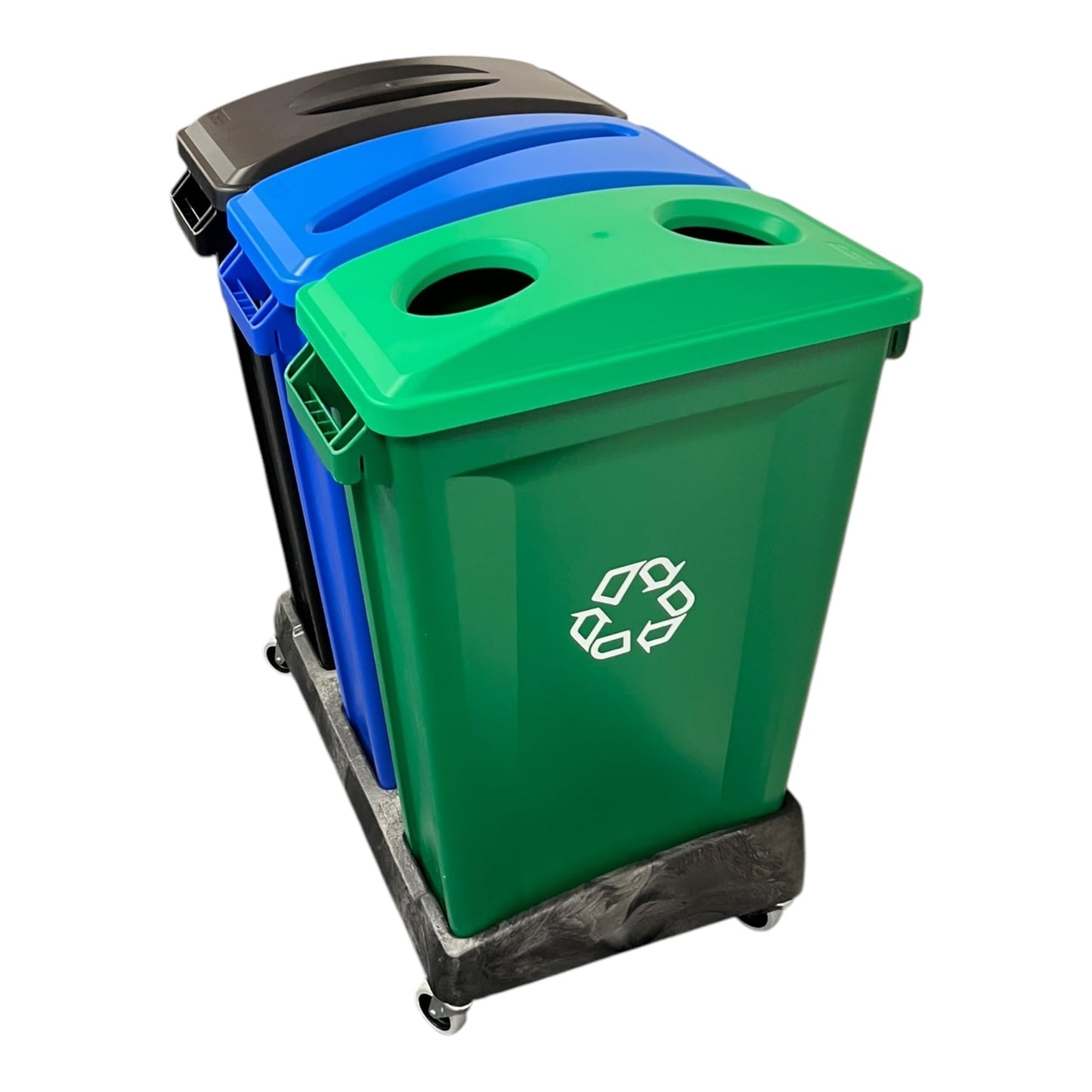 87 Litre Slim Bin With Triple Dolly, Black, Blue & Green Recycling - Premium BISS from Chabrias Ltd - Just £274.99! Shop now at Chabrias Ltd
