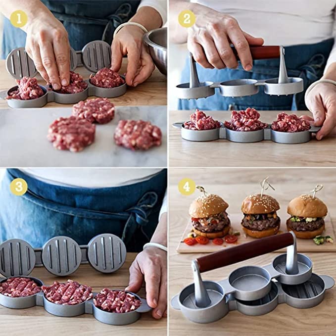 Chabrias Ltd Triple Mini Hamburger Burger Press Non Stick - Premium Lawn & Patio from Chabrias Ltd - Just £9.49! Shop now at Chabrias Ltd