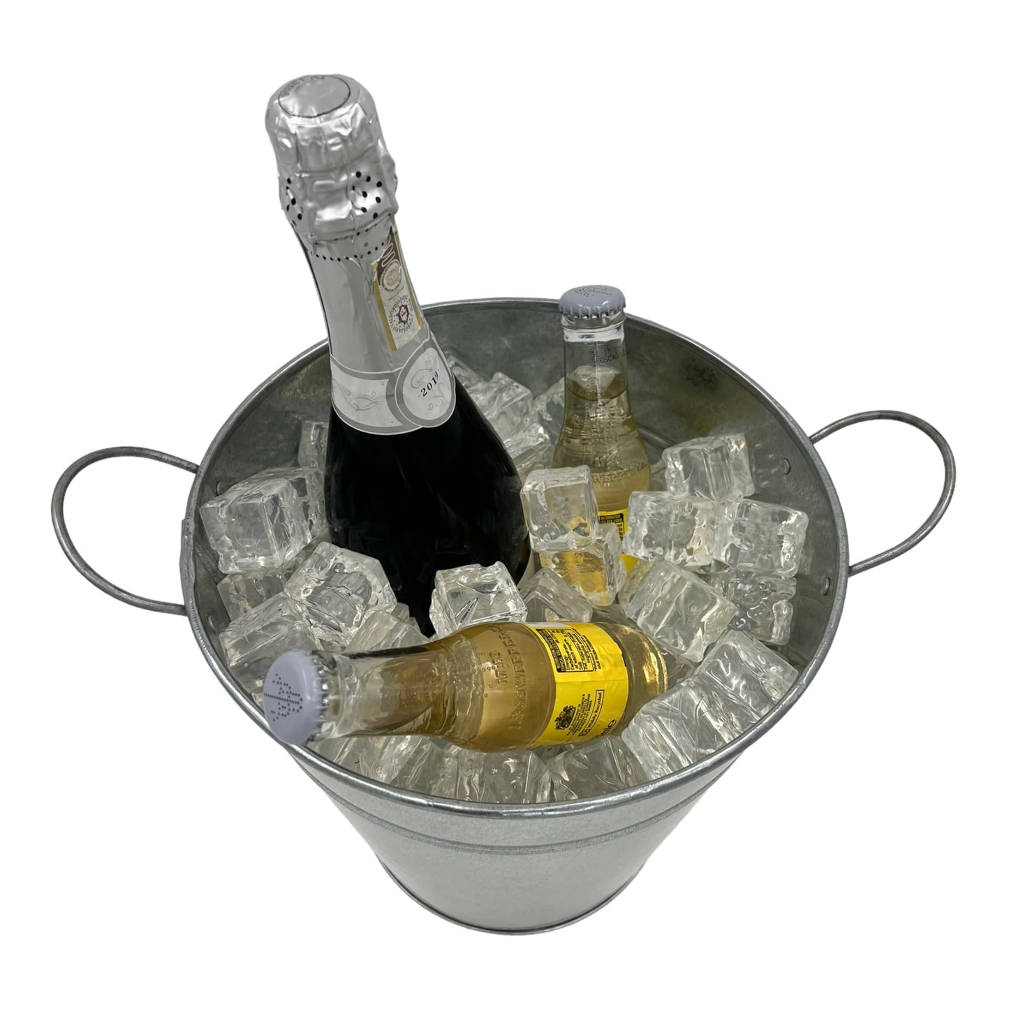 Galvanized Ice Bucket - 10" Diameter | Rustic Vintage Design | Premium Quality | Two Metal Handles for Easy Mobility - Premium Kitchen from Chabrias Ltd - Just £9.49! Shop now at Chabrias Ltd