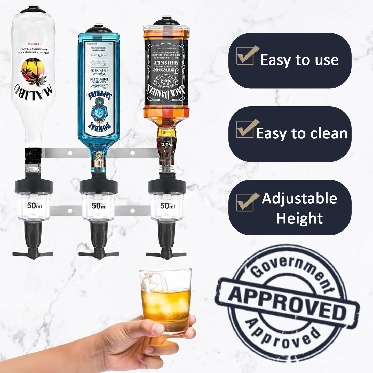 3 Bottle Wall Bar, Traditional Optic, 50ml - Premium Home from Chabrias Ltd - Just £22.99! Shop now at Chabrias Ltd