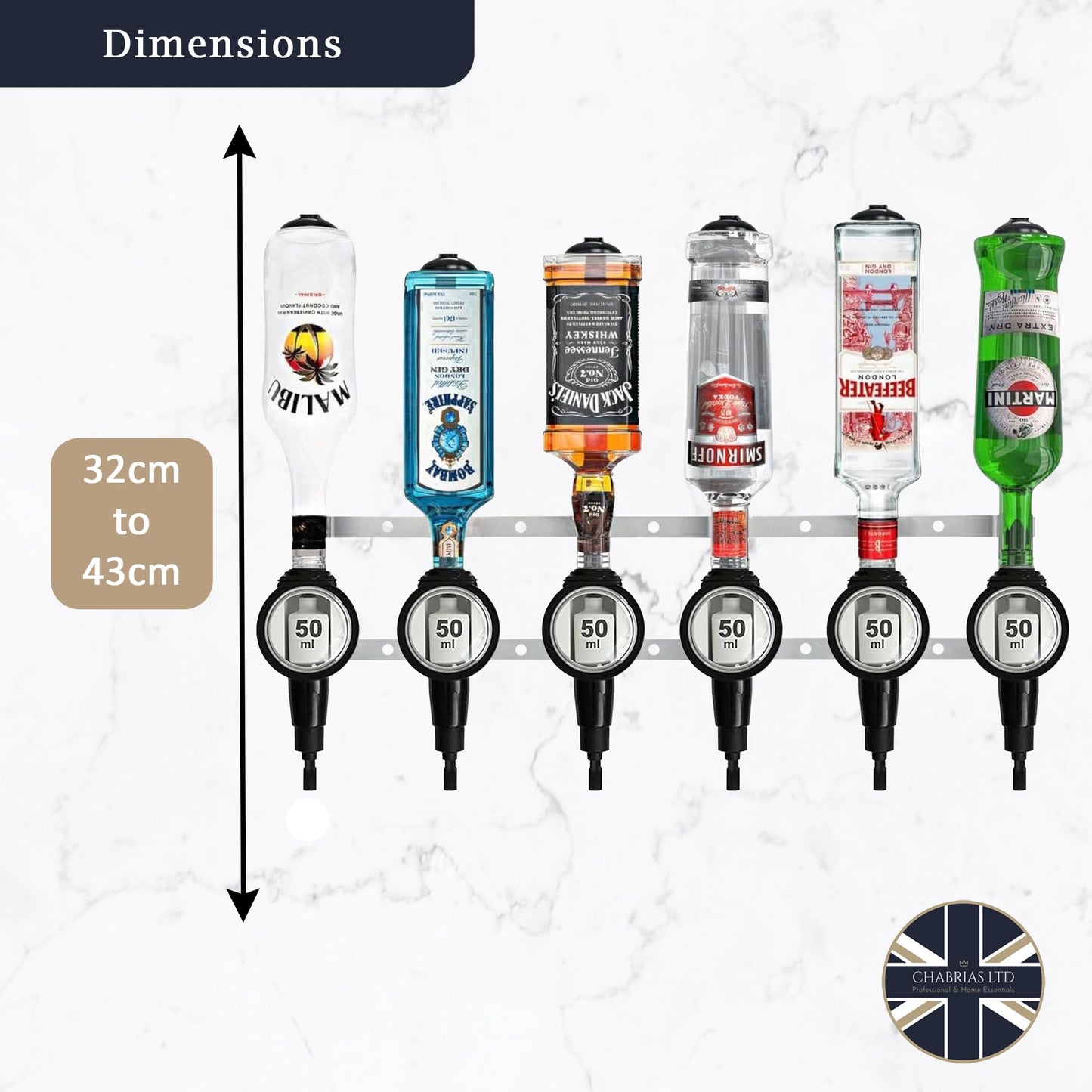 6 Bottle Wall Bar, Professional Optic, 50ml - Premium Home from Chabrias Ltd - Just £72.99! Shop now at Chabrias Ltd