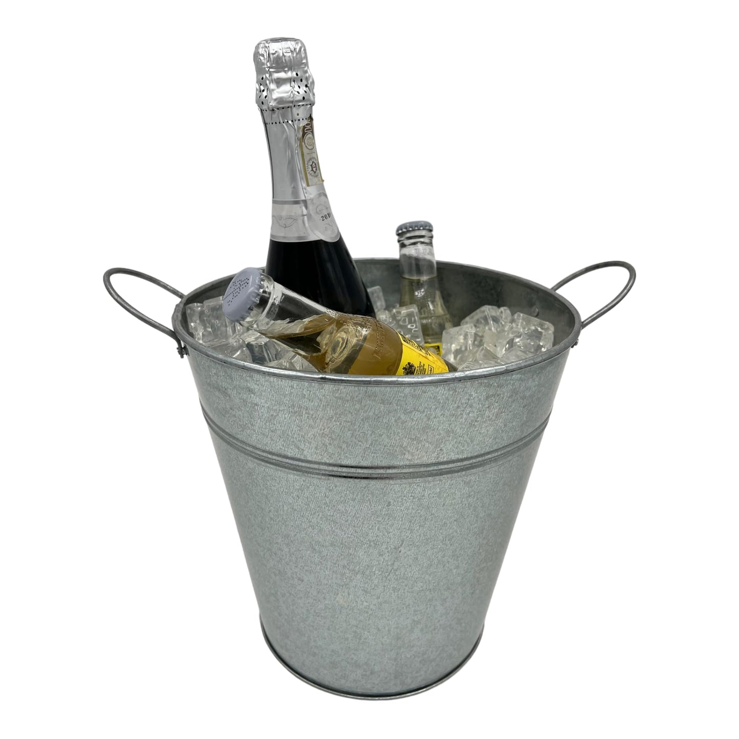 Galvanized Ice Bucket - 10" Diameter | Rustic Vintage Design | Premium Quality | Two Metal Handles for Easy Mobility - Premium Kitchen from Chabrias Ltd - Just £9.49! Shop now at Chabrias Ltd
