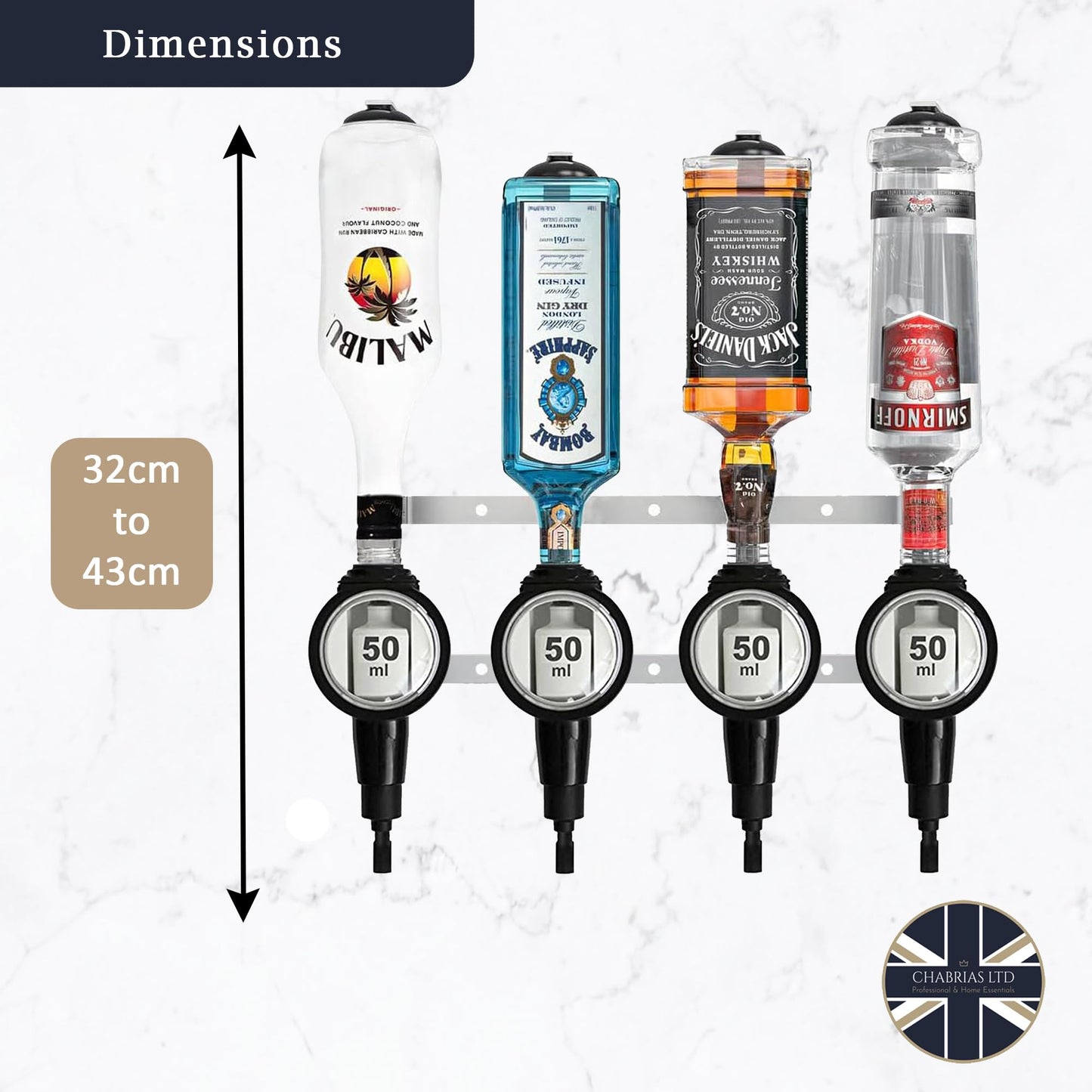 4 Bottle Wall Bar, Professional Optic, 50ml - Premium Home from Chabrias Ltd - Just £54.99! Shop now at Chabrias Ltd