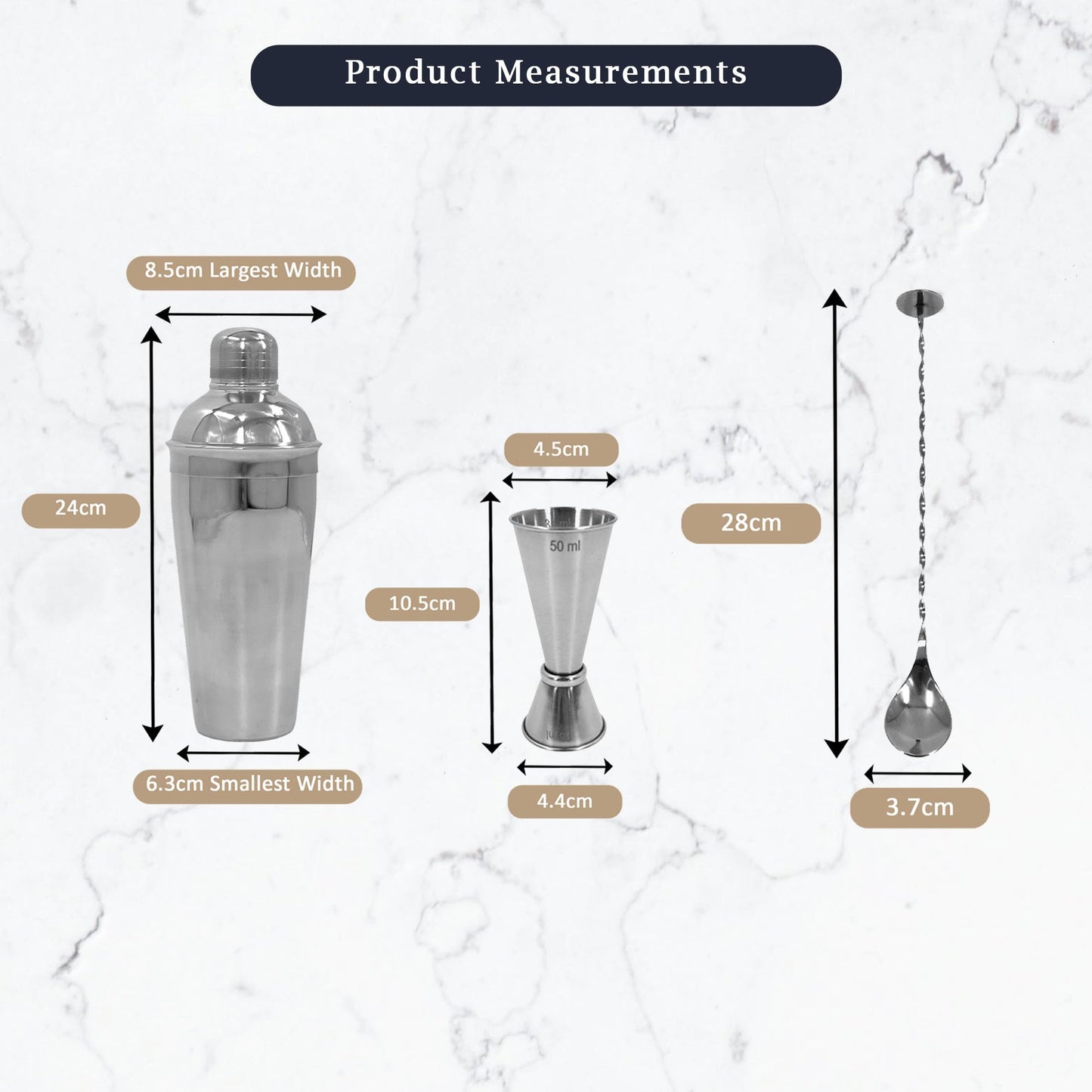 Premium Stainless Steel Cocktail Shakers Set,Cocktail Making Kit, Cocktail Set, Shaker, Jigger, Muddler, Strainer, Pourers, Mixing Spoon, Bar Blade & More - Premium Home from Chabrias Ltd - Just £9.99! Shop now at Chabrias Ltd