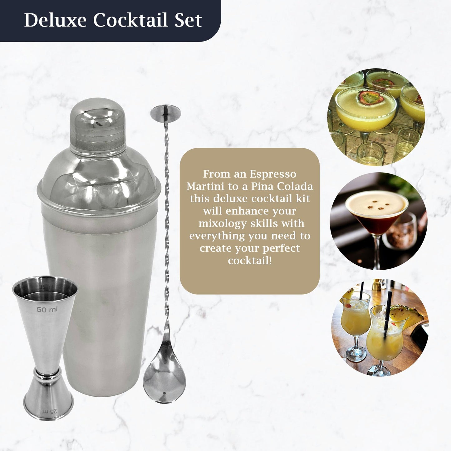 Premium Stainless Steel Cocktail Shakers Set,Cocktail Making Kit, Cocktail Set, Shaker, Jigger, Muddler, Strainer, Pourers, Mixing Spoon, Bar Blade & More - Premium Home from Chabrias Ltd - Just £9.99! Shop now at Chabrias Ltd