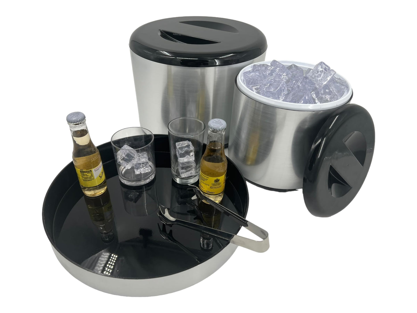 Chabrias Ice Bucket with Lid and Ice Tongs | Round & Double Walled Insulation | Perfect for Home Bars, Pubs, Restaurants, BBQs and Picnics - Premium Kitchen from Chabrias Ltd - Just £14.24! Shop now at Chabrias Ltd