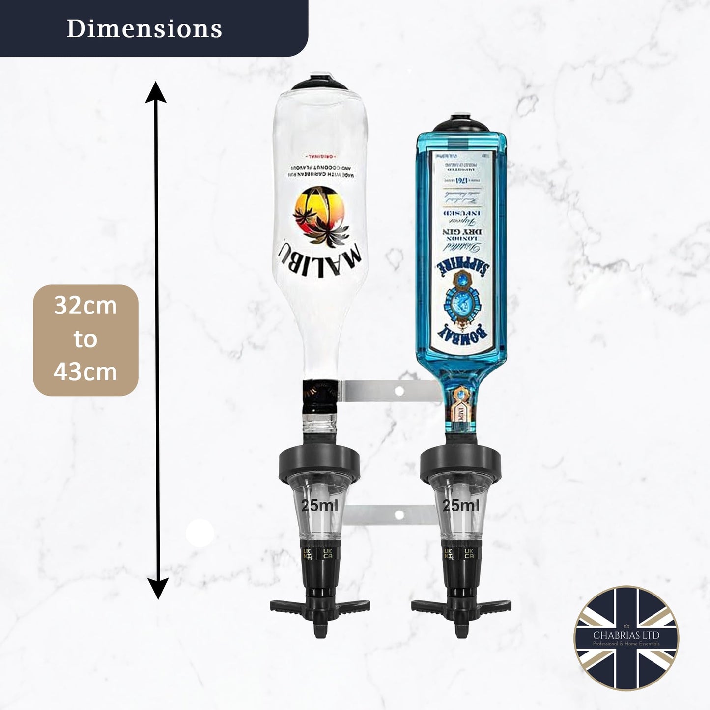 2 Bottle Wall Bar, Traditional Optic, 25ml - Premium Home from Chabrias Ltd - Just £18.99! Shop now at Chabrias Ltd