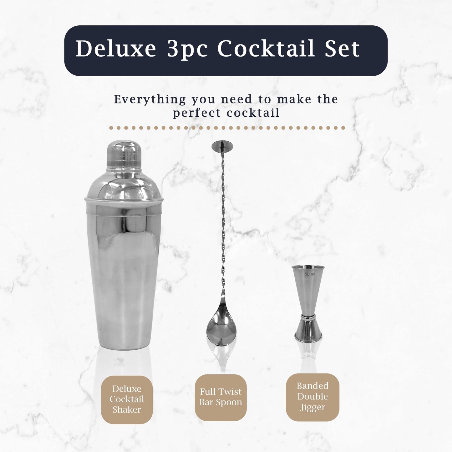 Premium Stainless Steel Cocktail Shakers Set,Cocktail Making Kit, Cocktail Set, Shaker, Jigger, Muddler, Strainer, Pourers, Mixing Spoon, Bar Blade & More - Premium Home from Chabrias Ltd - Just £9.99! Shop now at Chabrias Ltd
