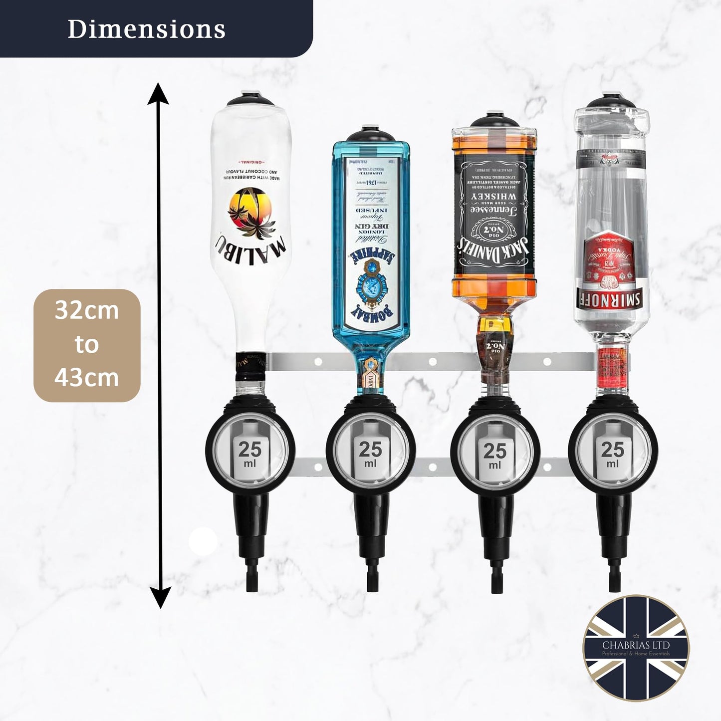 4 Bottle Wall Bar, Professional Optic, 25ml - Premium Home from Chabrias Ltd - Just £44.99! Shop now at Chabrias Ltd