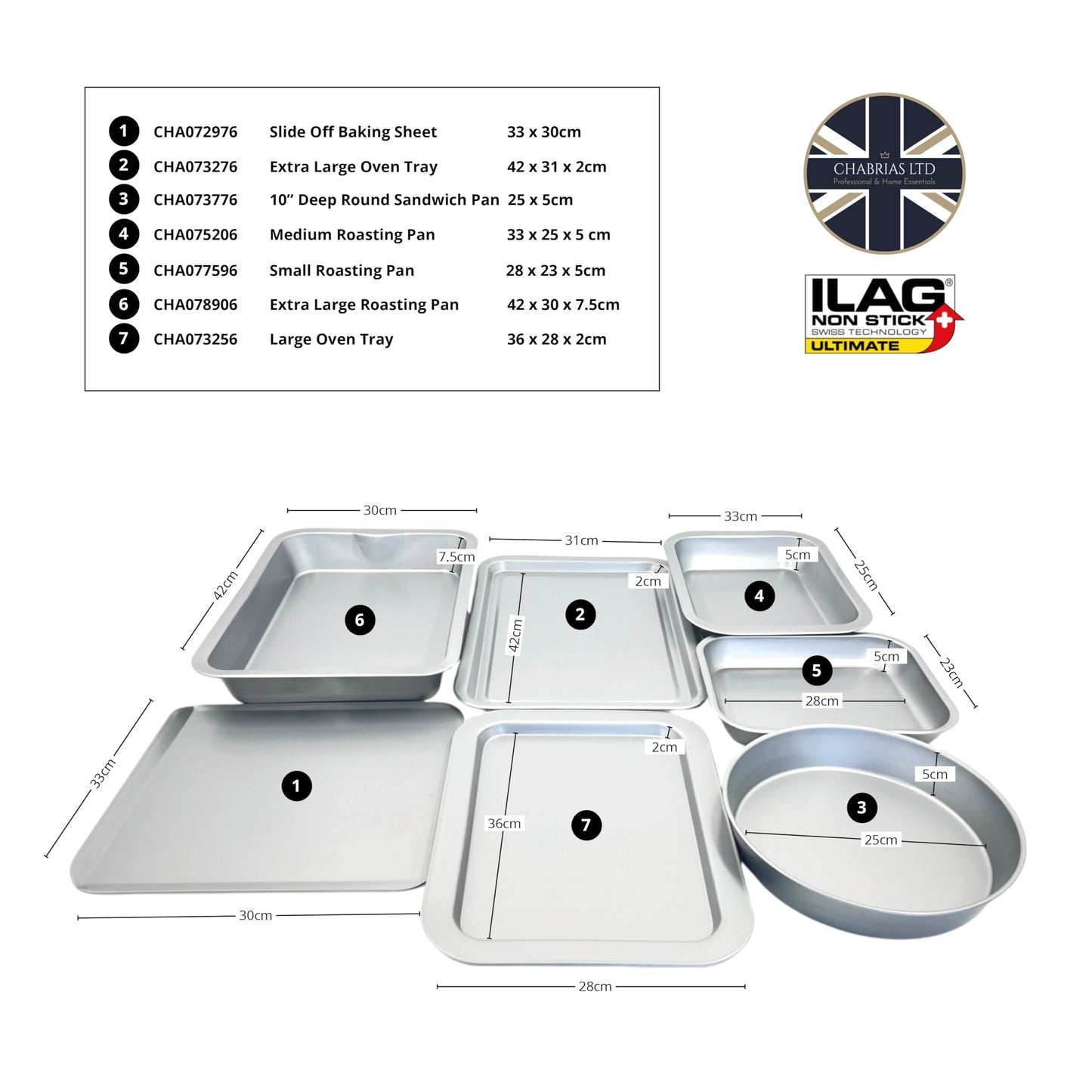 Chabrias Professional Silver Non Stick Bakeware with ILAG Ultimate Coating UK Made - Premium Kitchen from Chabrias Ltd - Just £9.49! Shop now at Chabrias Ltd