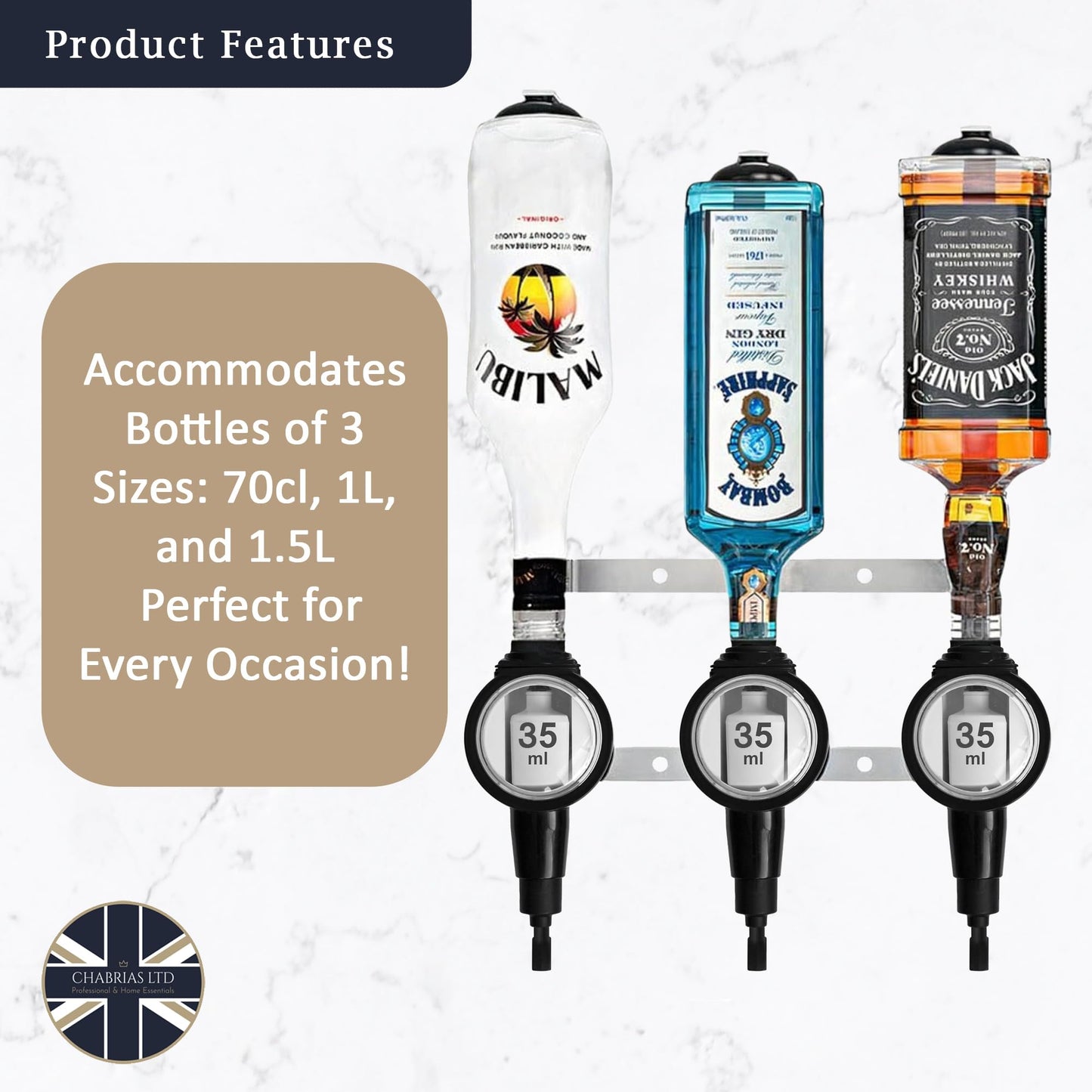 3 Bottle Wall Bar, Professional Optic, 35ml - Premium Home from Chabrias Ltd - Just £33.99! Shop now at Chabrias Ltd