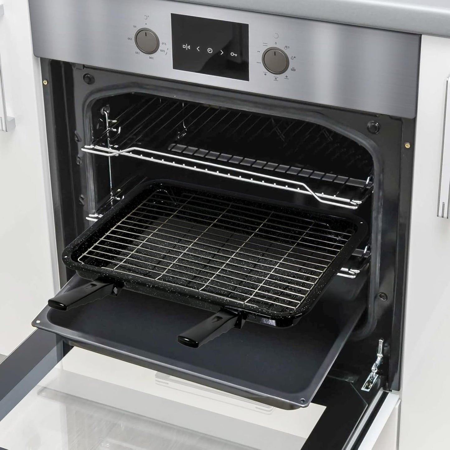 42cm Vitreous Enamel Grill Pan, Handle, Rack – Extra Large – Great British Cookware - Premium Kitchen from Chabrias Ltd - Just £22.99! Shop now at Chabrias Ltd