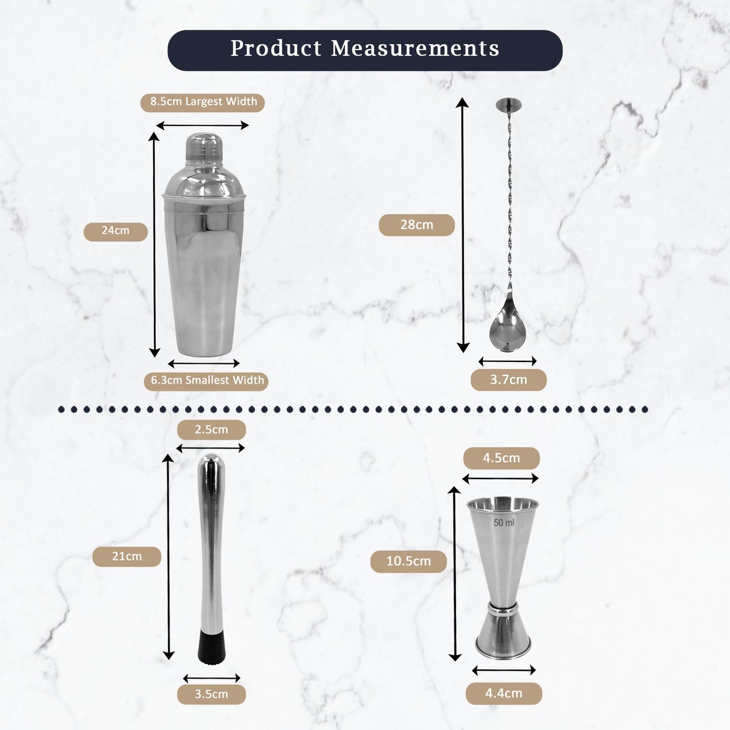 Premium Stainless Steel Cocktail Shakers Set,Cocktail Making Kit, Cocktail Set, Shaker, Jigger, Muddler, Strainer, Pourers, Mixing Spoon, Bar Blade & More - Premium Home from Chabrias Ltd - Just £9.99! Shop now at Chabrias Ltd