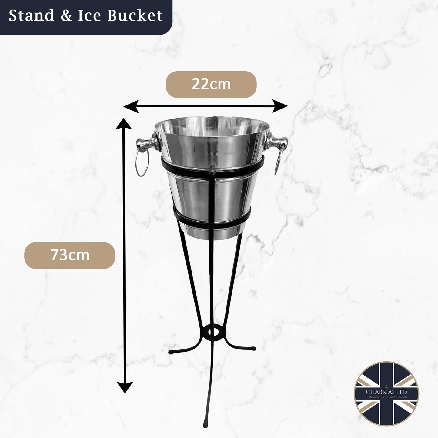 Premium Stainless Steel Wine & Champagne Ice Bucket with Wrought Iron Stand - Premium Home from Chabrias Ltd - Just £42.74! Shop now at Chabrias Ltd