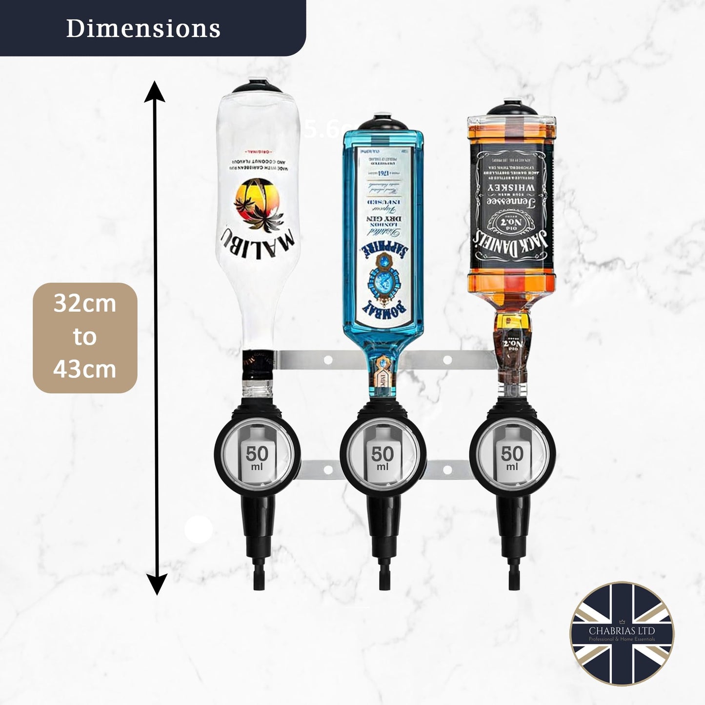 3 Bottle Wall Bar, Professional Optic, 50ml - Premium Home from Chabrias Ltd - Just £36.99! Shop now at Chabrias Ltd