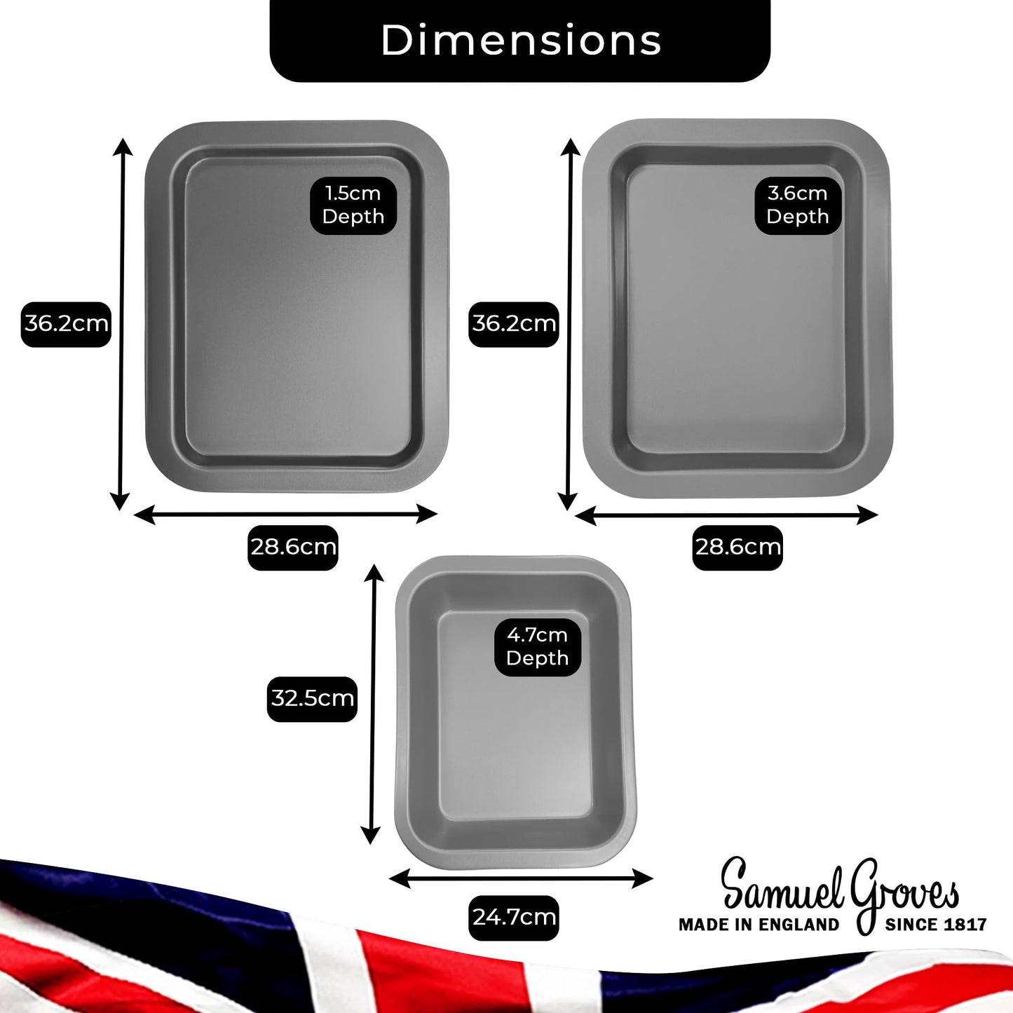Non-Stick Roasting Baking Traybake Set, 32, 36, 36cm (3 piece) - Premium Home from Chabrias Ltd - Just £19.99! Shop now at Chabrias Ltd