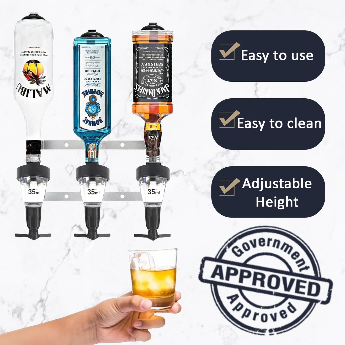 3 Bottle Wall Bar, Traditional Optic, 35ml - Premium Home from Chabrias Ltd - Just £24.99! Shop now at Chabrias Ltd