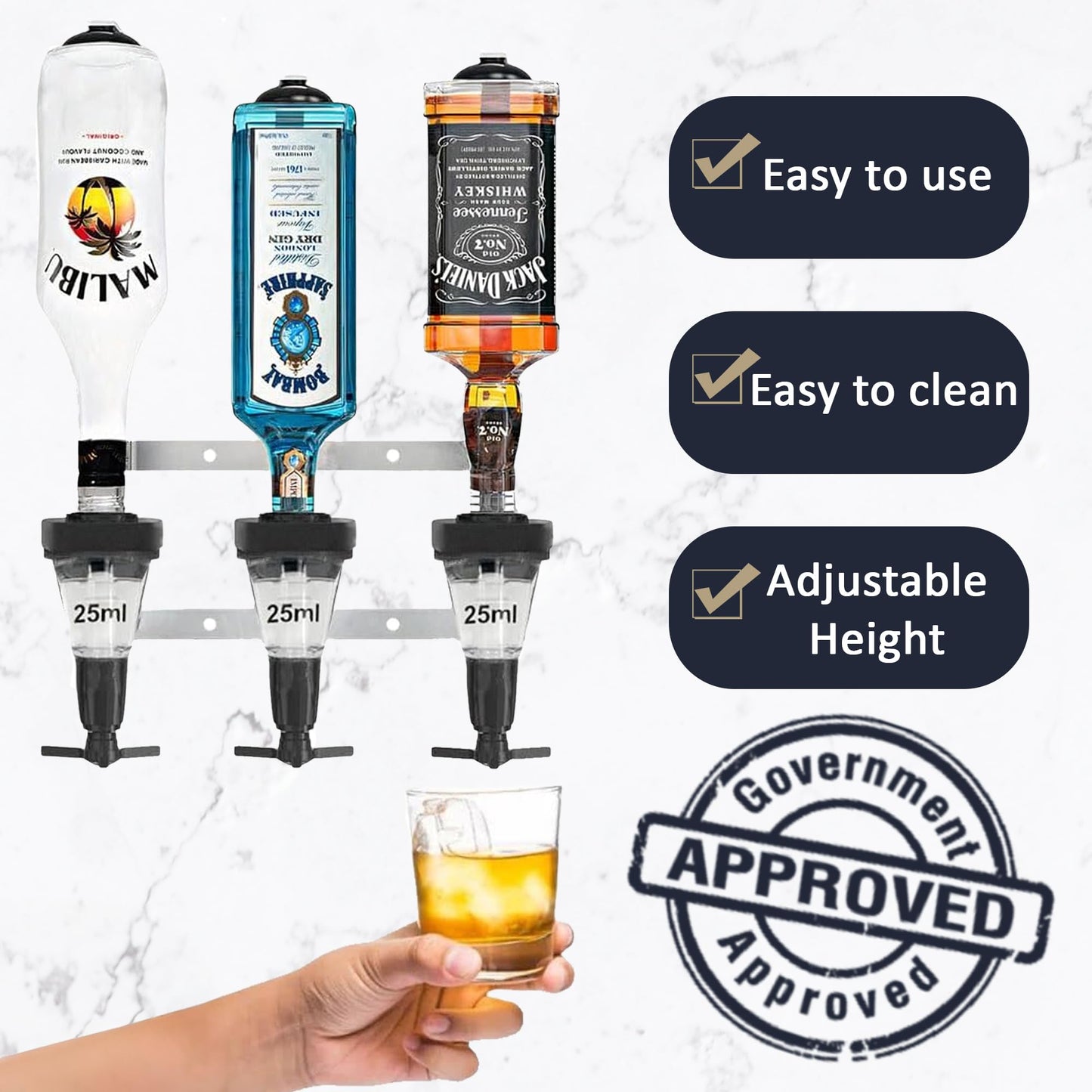 3 Bottle Wall Bar, Traditional Optic, 25ml - Premium Home from Chabrias Ltd - Just £26.99! Shop now at Chabrias Ltd