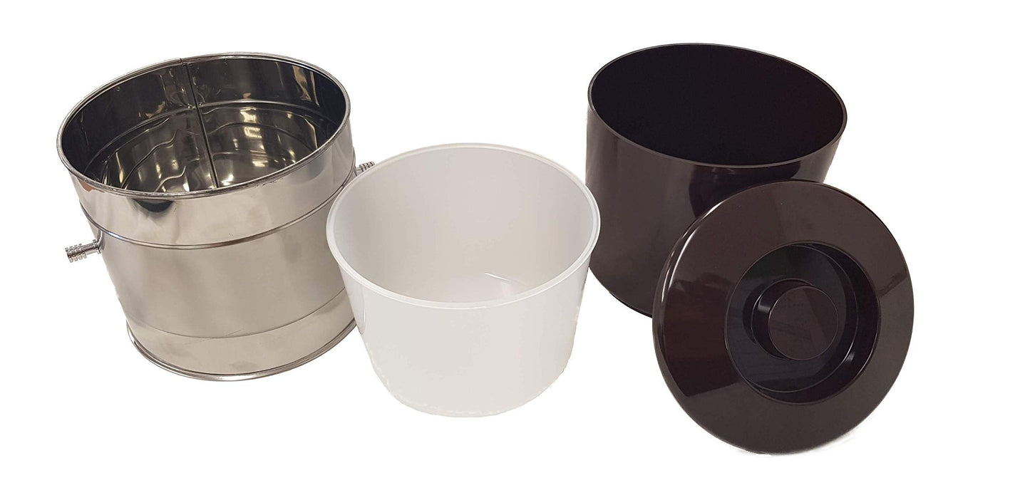 6 Pint Chabrias Ltd Round Insulated Ice Bucket Stainless Steel, Brown - Premium Home from Chabrias Ltd - Just £18.48! Shop now at Chabrias Ltd