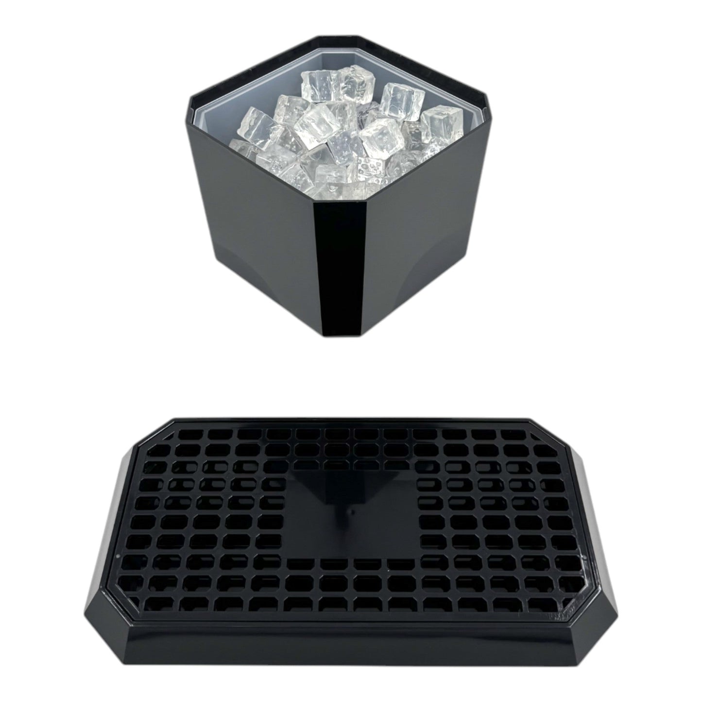 Octagonal Plastic Ice Bucket & Drip Tray Black - Premium Home from Chabrias Ltd - Just £19.99! Shop now at Chabrias Ltd