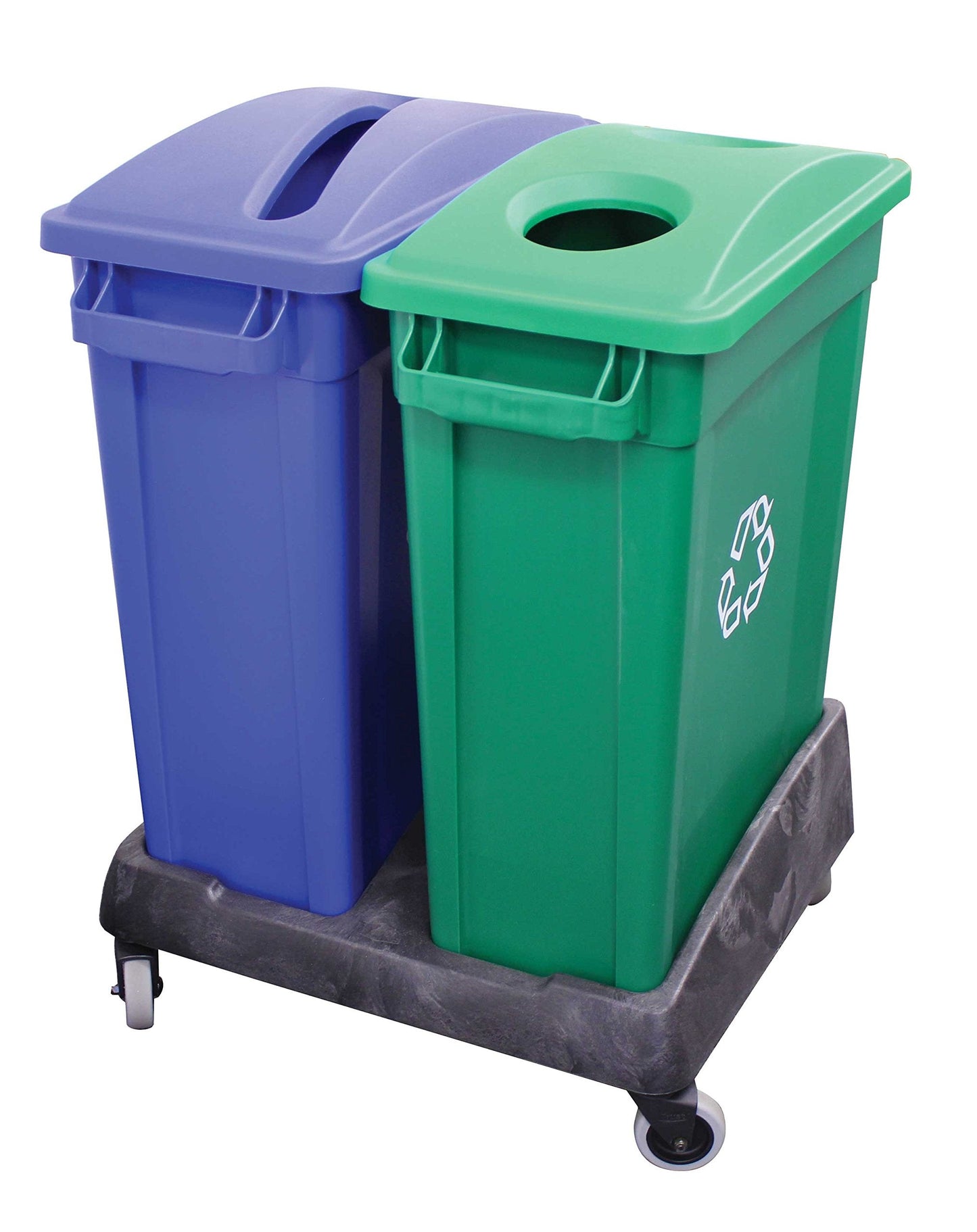 87 Litre Slim Bin With Double Dolly, Blue & Green Recycling - Premium Bins from Chabrias Ltd - Just £189.99! Shop now at Chabrias Ltd