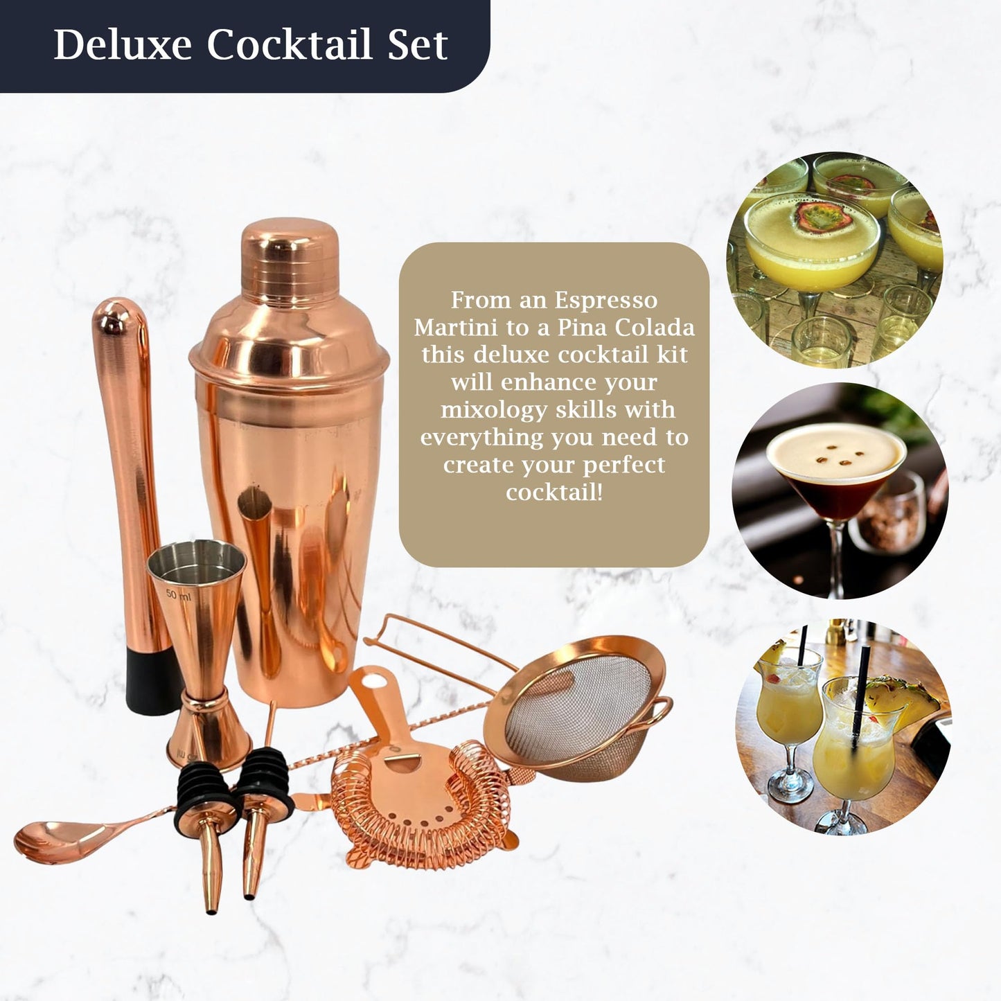 Premium Stainless Steel Cocktail Shakers Set,Cocktail Making Kit, Cocktail Set, Shaker, Jigger, Muddler, Strainer, Pourers, Mixing Spoon, Bar Blade & More - Premium Home from Chabrias Ltd - Just £9.99! Shop now at Chabrias Ltd