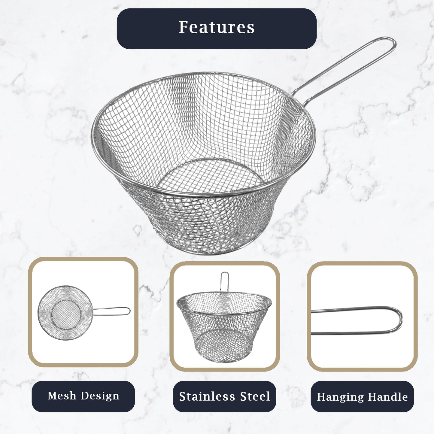 Samuel Groves Chip Basket, Wire Basket, Deep Frying Basket, Round Chip Basket, Draining Basket, Multi-Purpose Frying Baske, Blanching Basket - Premium Home from Samuel Groves - Just £7.59! Shop now at Chabrias Ltd