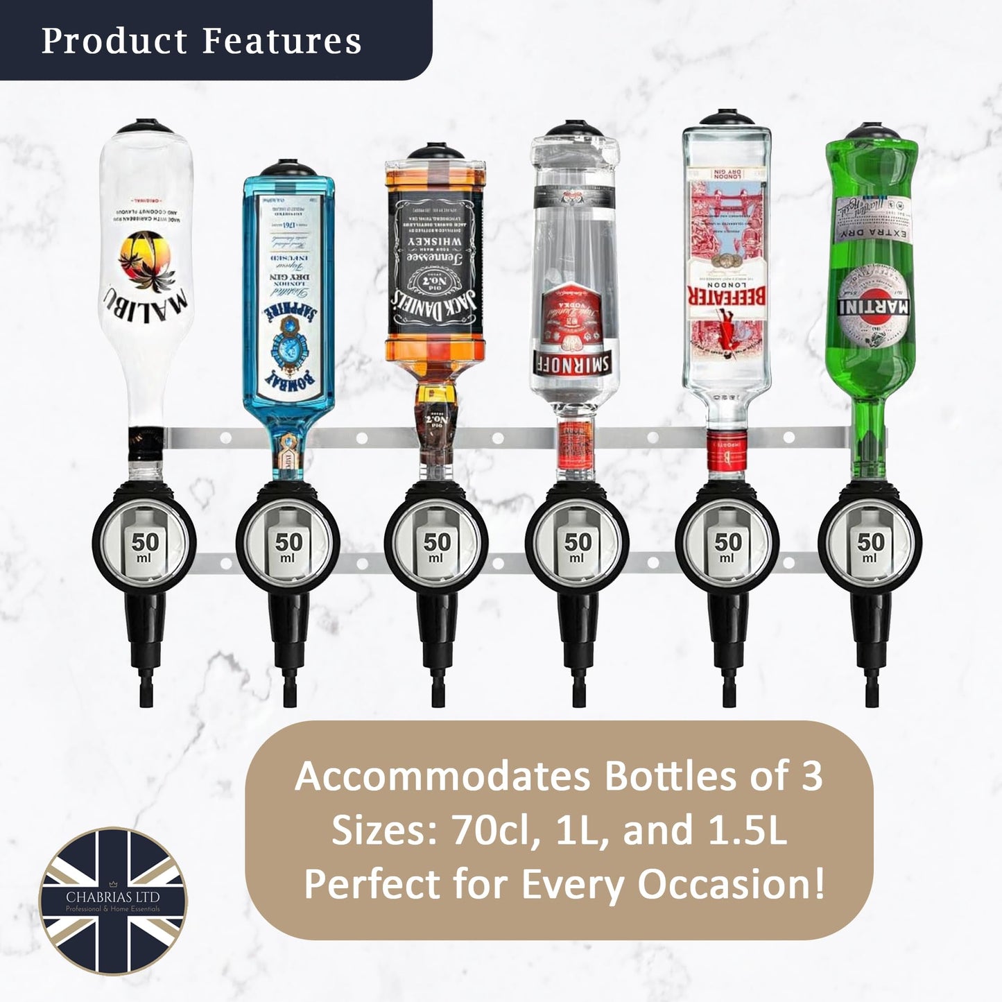 6 Bottle Wall Bar, Professional Optic, 50ml - Premium Home from Chabrias Ltd - Just £72.99! Shop now at Chabrias Ltd