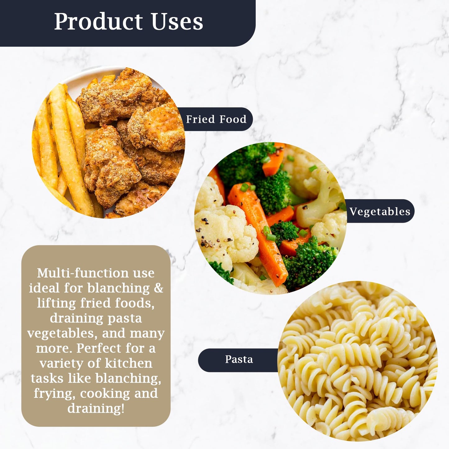 Samuel Groves Chip Basket, Wire Basket, Deep Frying Basket, Round Chip Basket, Draining Basket, Multi-Purpose Frying Baske, Blanching Basket - Premium Home from Samuel Groves - Just £7.59! Shop now at Chabrias Ltd