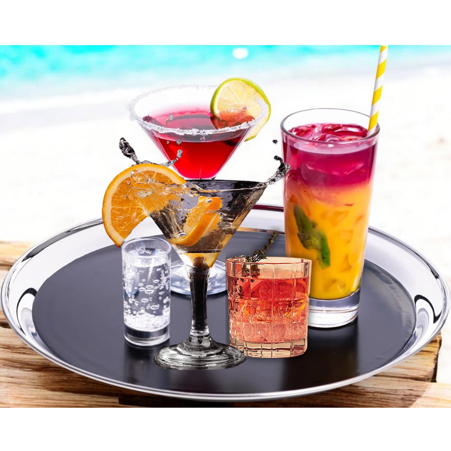 Stainless Steel Non-Slip Bar Tray, 14 Inch - Premium Home from Chabrias Ltd - Just £14.99! Shop now at Chabrias Ltd