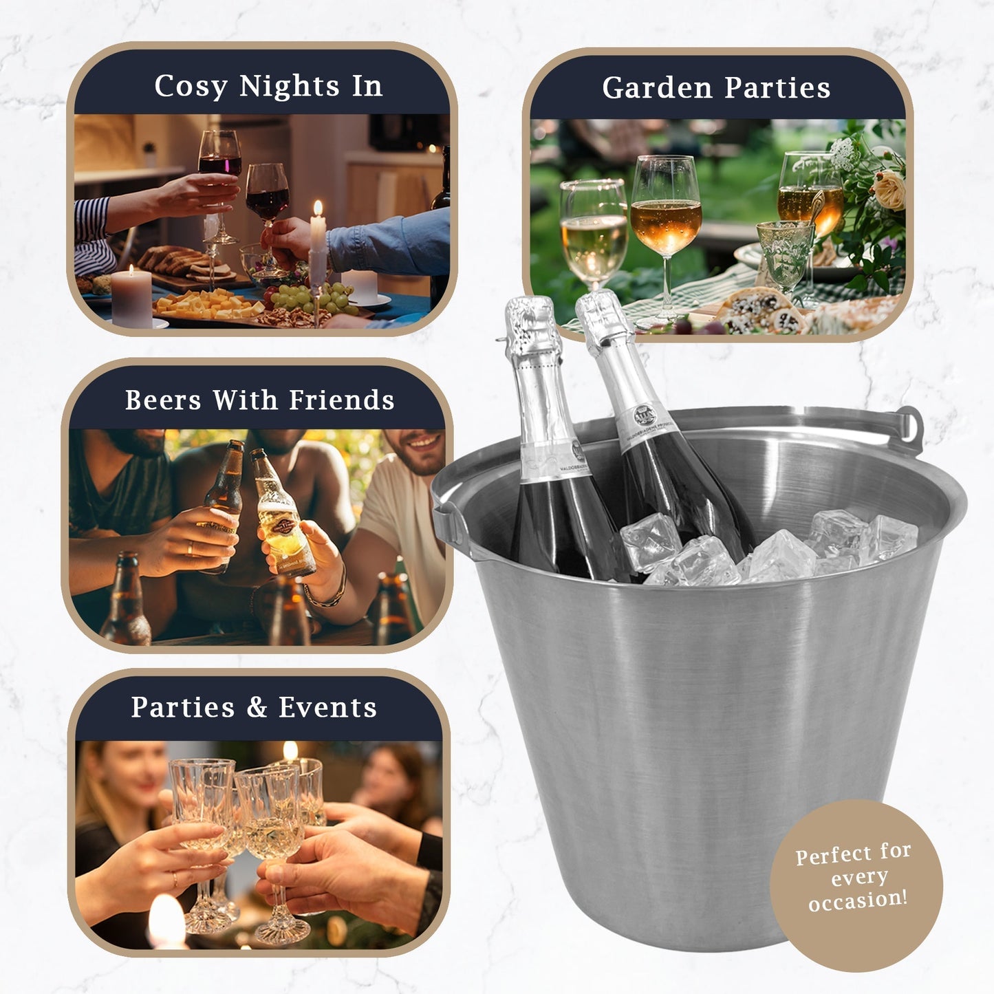 Stainless Steel Ice Bucket, 12L - Premium Home from Chabrias Ltd - Just £24.99! Shop now at Chabrias Ltd