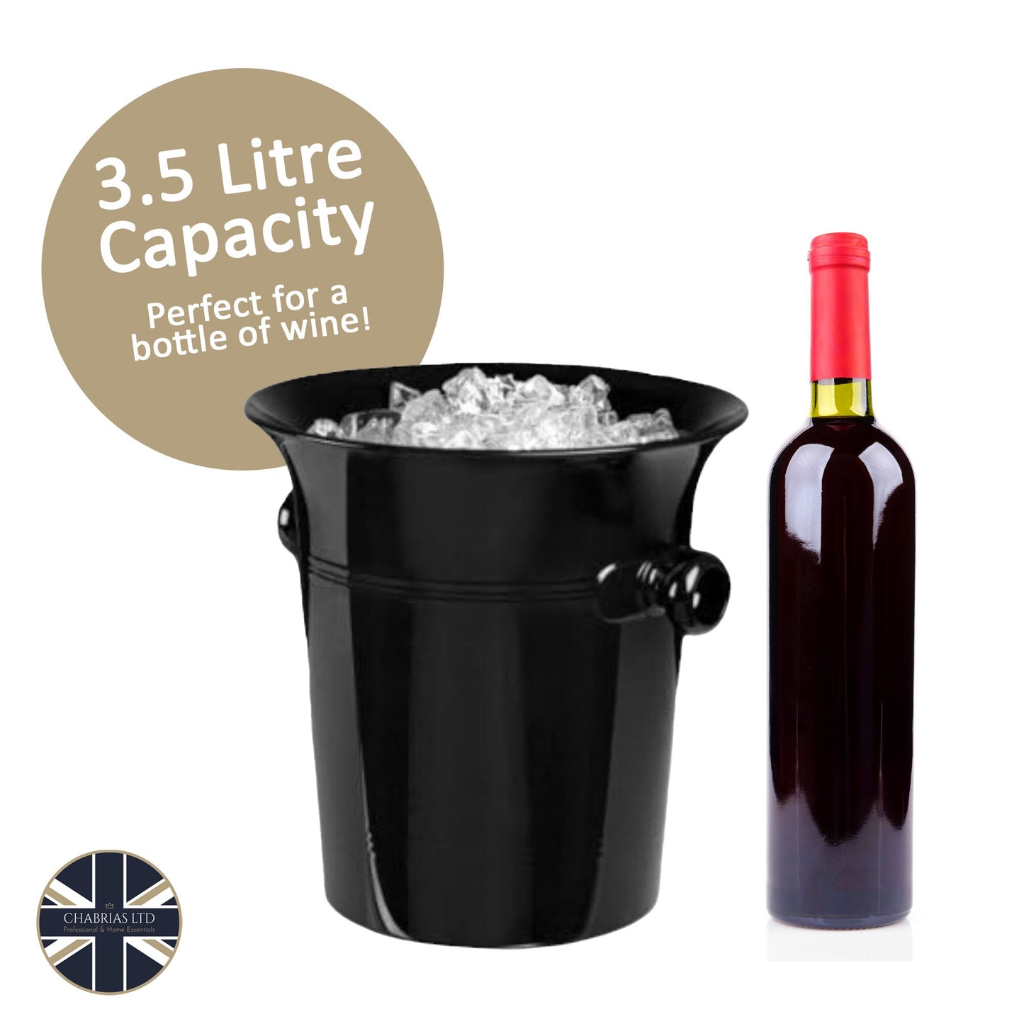 Stylish Black Plastic Wine & Champagne Cooler, 3.5L - Premium Home from Chabrias Ltd - Just £9.99! Shop now at Chabrias Ltd
