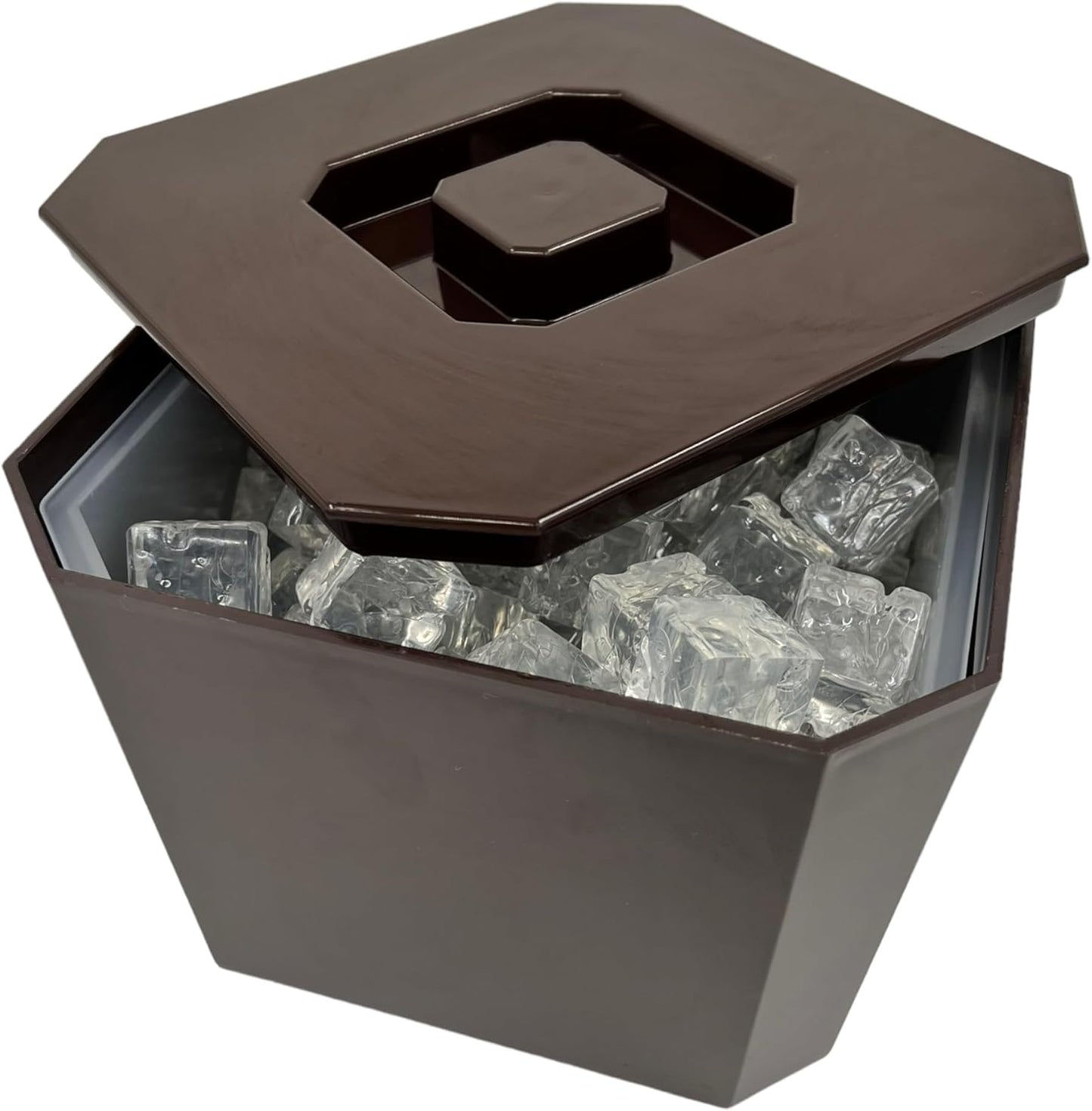 Octagonal Plastic Ice Bucket &Drip Tray Brown - Premium Home from Chabrias Ltd - Just £19.99! Shop now at Chabrias Ltd