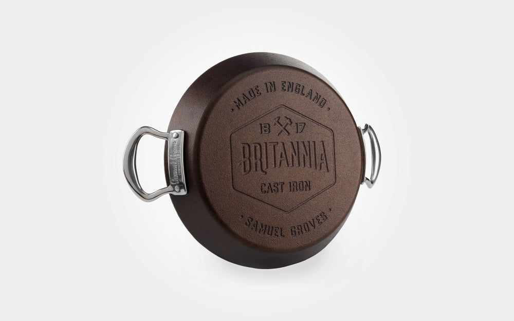 Britannia Cast Iron Frying Pan, With Side Handles (28cm) - Premium Kitchen from Samuel Groves - Just £129.99! Shop now at Chabrias Ltd