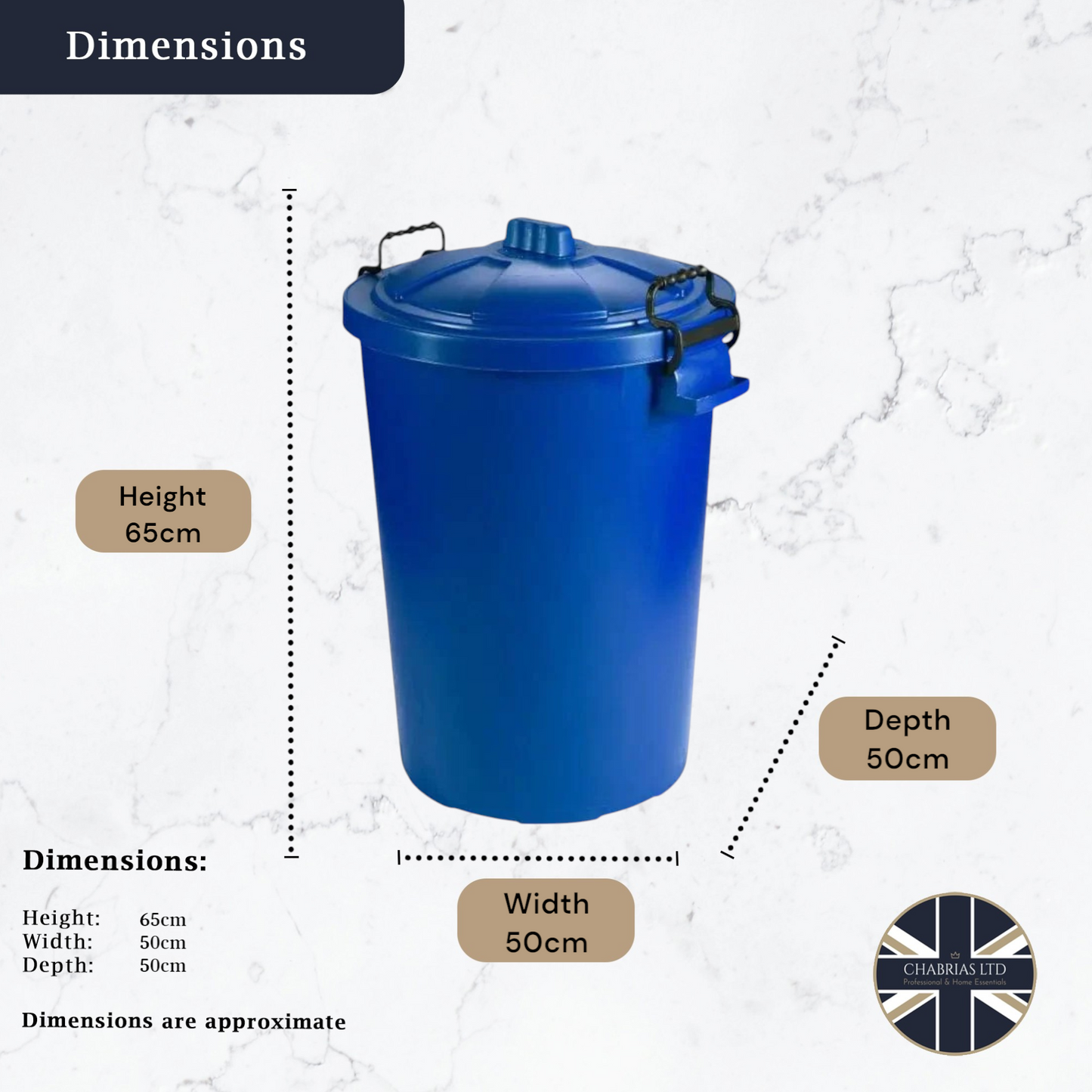 Heavy Duty Plastic Bin, With Locking Clip Lid, Blue, 85L - Premium Bins from Chabrias Ltd - Just £29.99! Shop now at Chabrias Ltd