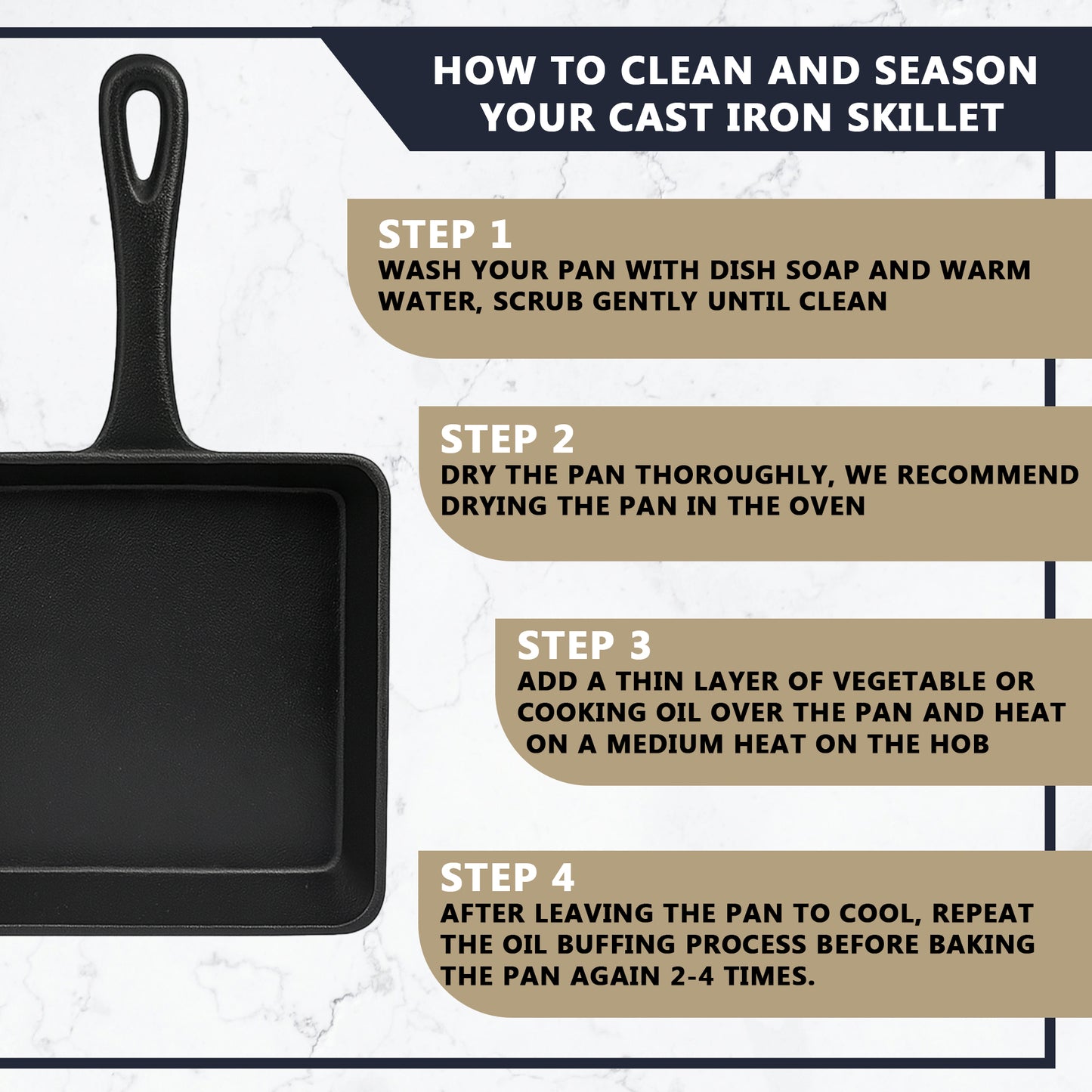 Pro Cast Iron Skillet Square Pan – 14cm x 14cm - Premium Home from Chabrias Ltd - Just £9.99! Shop now at Chabrias Ltd