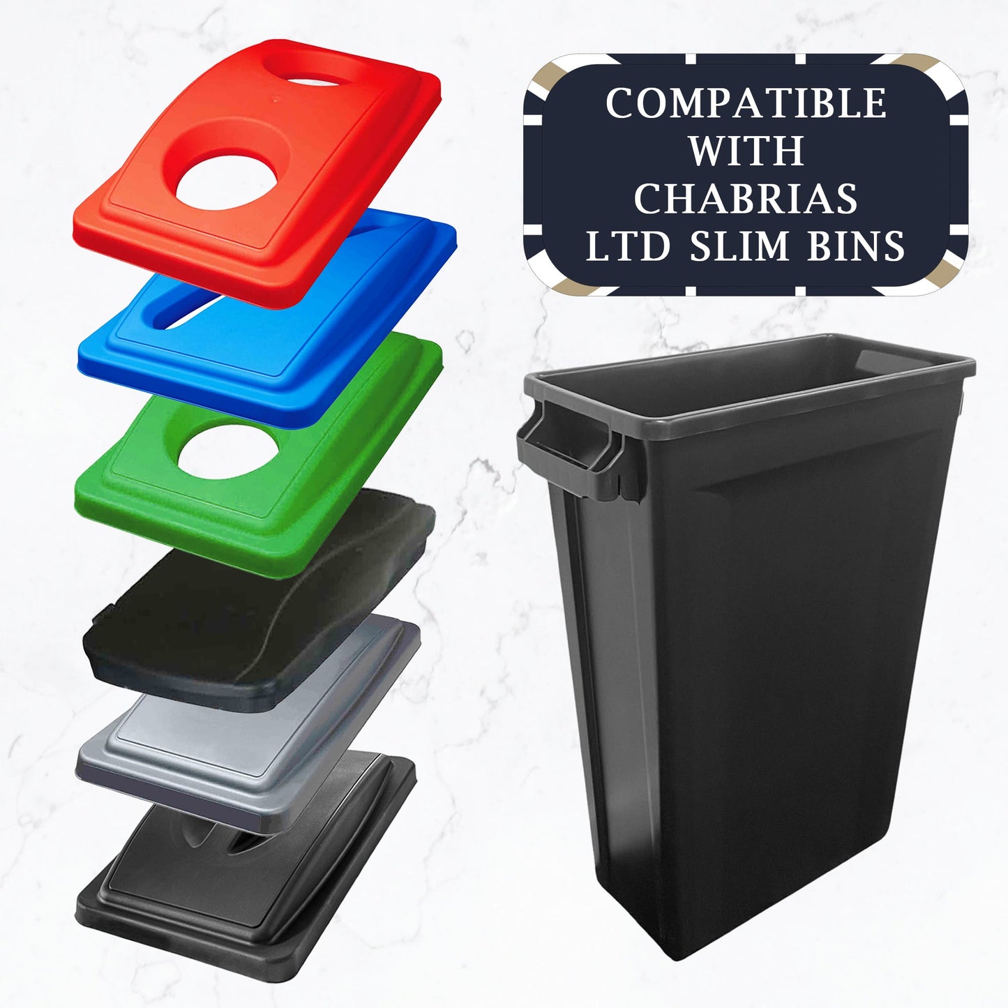 60 Litre Slim Bin Grey Base & Blue Paper Slot Lid - Premium Recycling Bin from Chabrias Ltd - Just £74.99! Shop now at Chabrias Ltd
