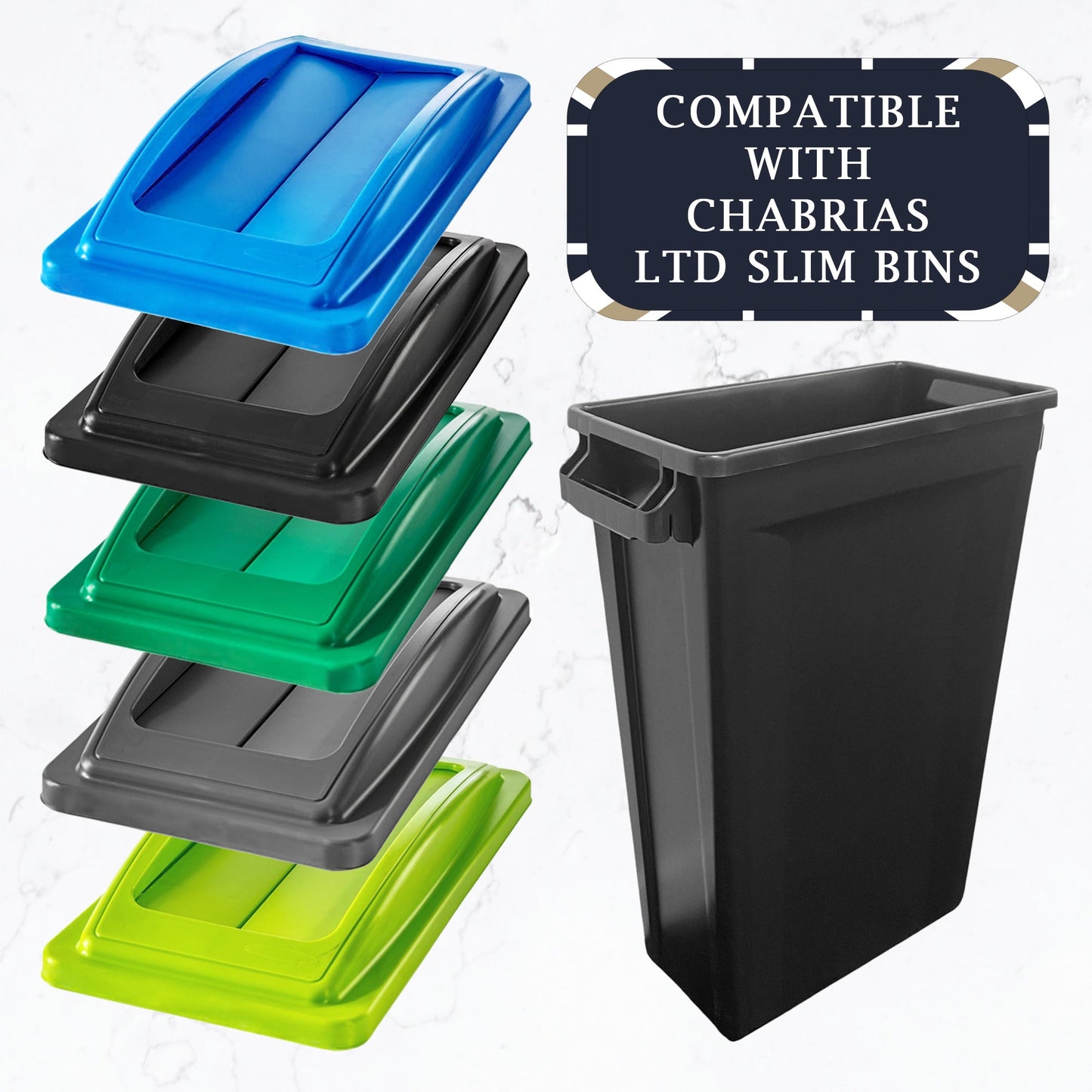 60 Litre Slim Bin, Grey Base & Green Swing Lid - Premium Recycling Bin from Chabrias Ltd - Just £74.99! Shop now at Chabrias Ltd