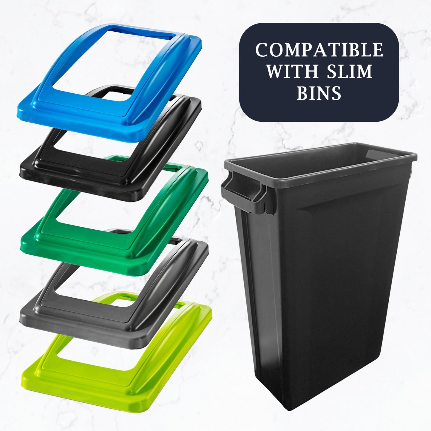 60 Litre Slim Bin, Grey Base & Green Open Lid - Premium Recycling Bin from Chabrias Ltd - Just £74.99! Shop now at Chabrias Ltd