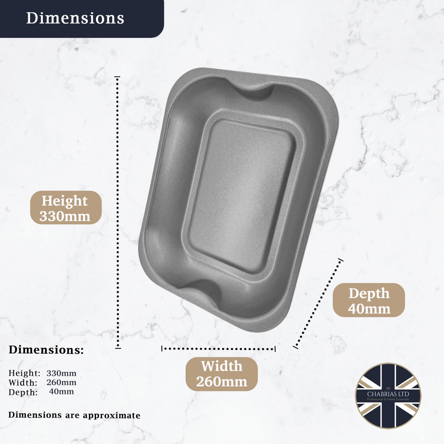Non-Stick Roasting Baking Tray Medium, 33cm - Premium Kitchen from Chabrias Ltd - Just £10.99! Shop now at Chabrias Ltd