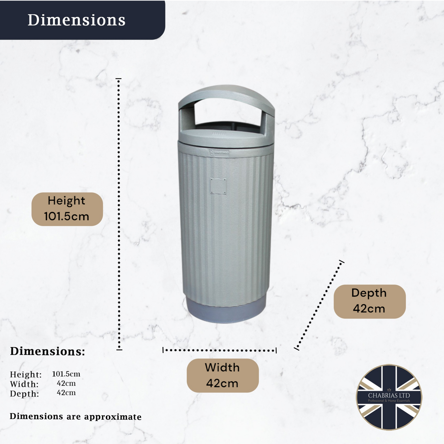 Diana Bin With Basket, Grey, 80L - Premium Bins from Chabrias Ltd - Just £799! Shop now at Chabrias Ltd